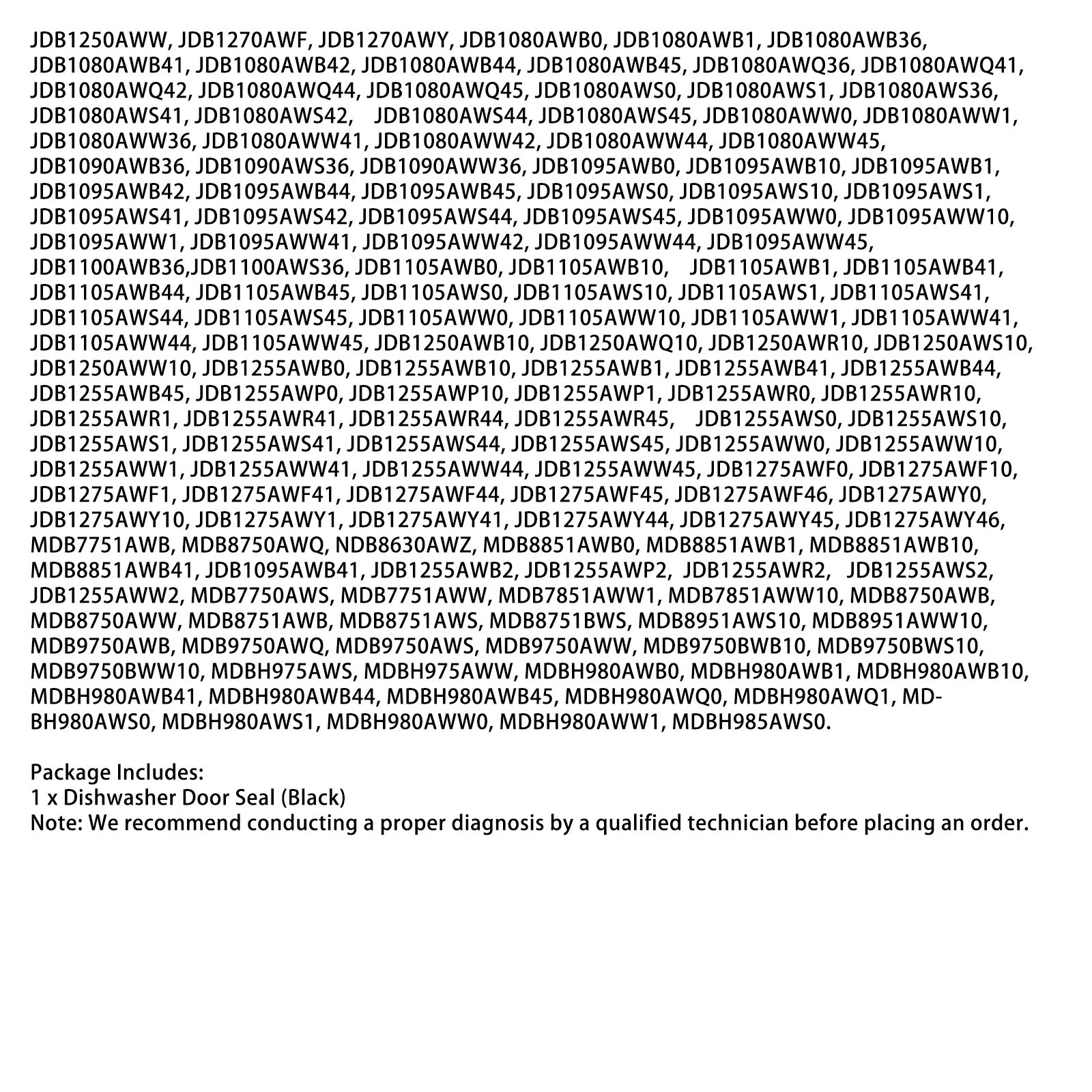 WP99003337 Sello de lavavajillas para Maytag Amana Samsung Jenn Air Etc.