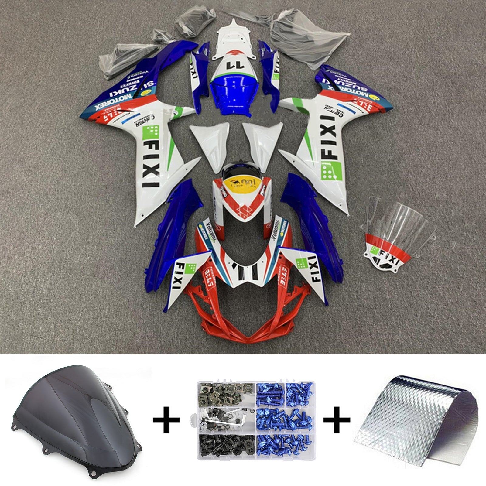 Amotopart Suzuki GSXR 600/750 2011-2023 K11 Kit carena carrozzeria in plastica ABS