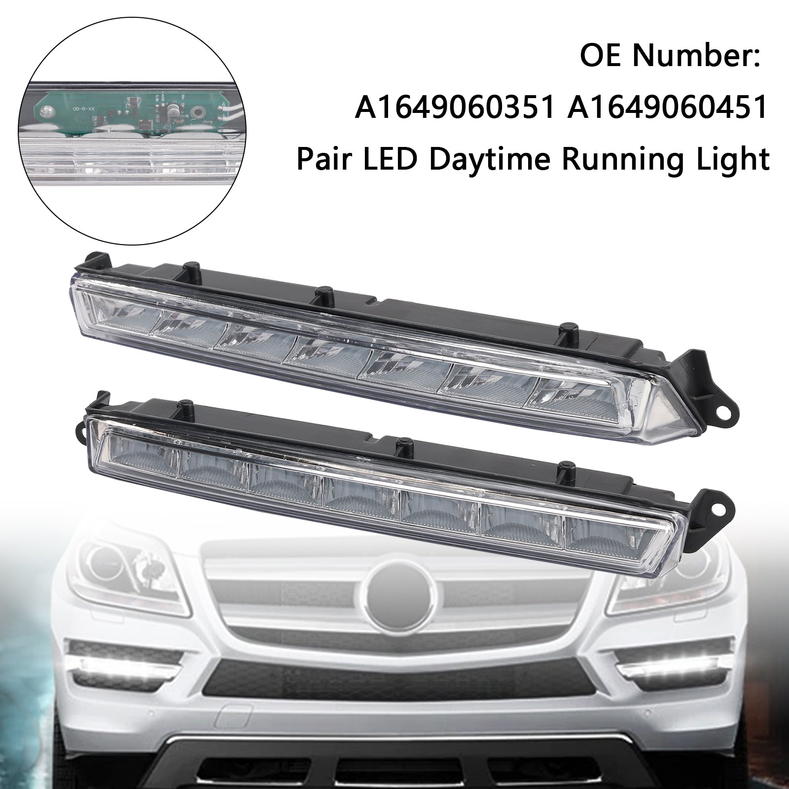 Par LED dnevnih luči za Mercedes-Benz X164 GL320 GL350 GL450 ML63 AMG X166 (2007-2013) A1649060351