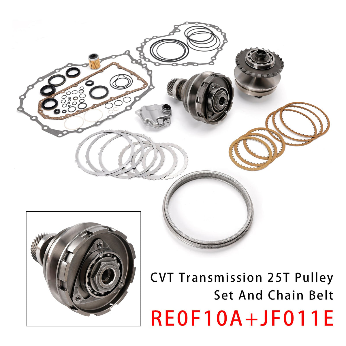 Poulie de transmission CVT 25 dents avec courroie et chaîne et kit de réparation pour Nissan Versa Hatchback (2006-2013) RE0F10A JF011E