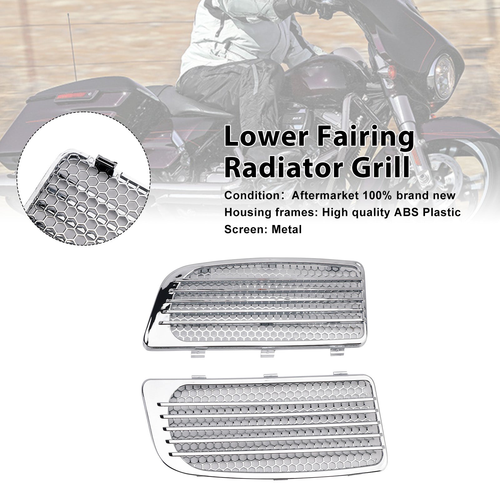 Grille de radiateur de carénage inférieur compatible avec Road Glide King FLHR Special FLTRXS