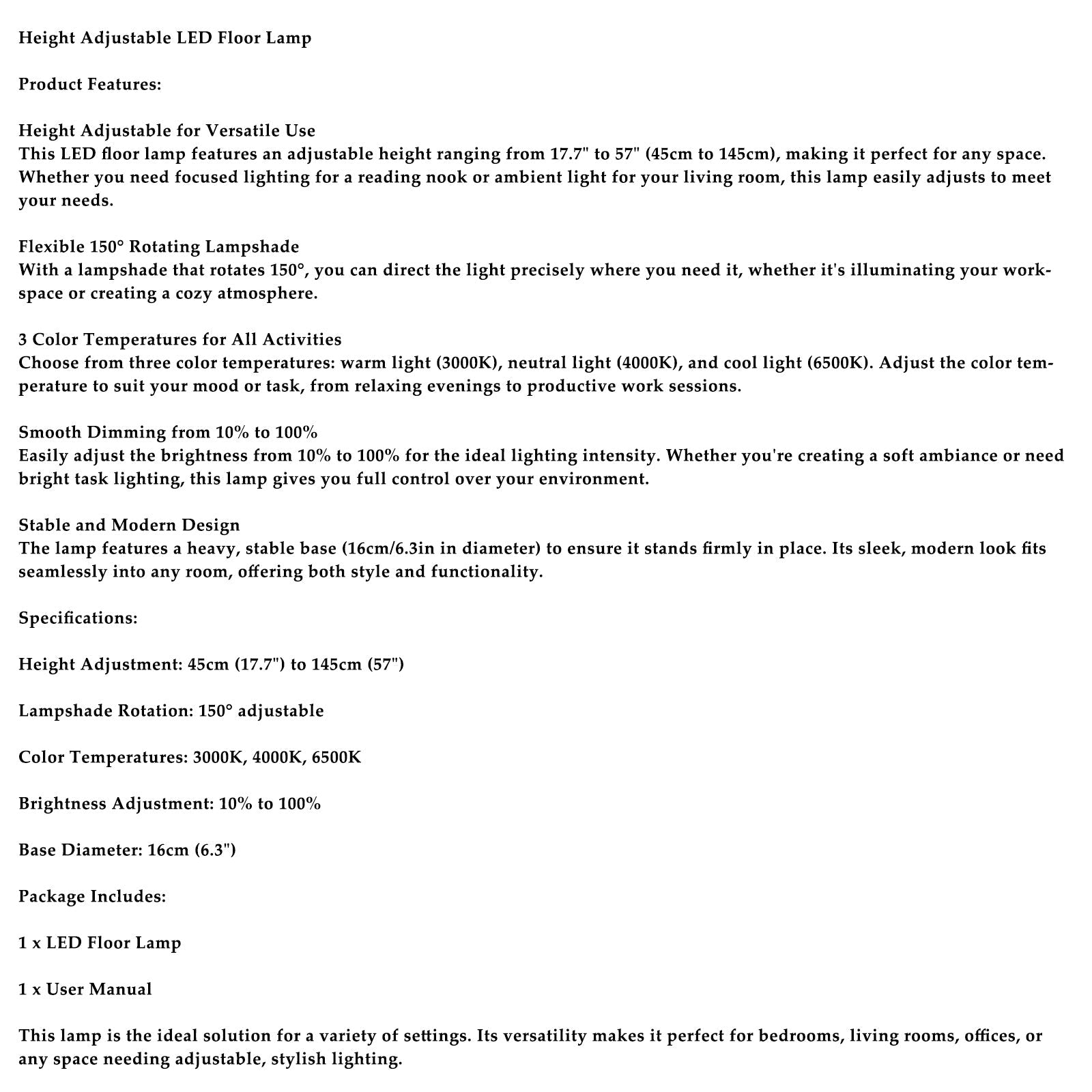 Regulowana lampa stołowa i podłogowa LED w kolorze orzecha, 3 kolory, z możliwością przyciemniania, idealna do sypialni lub biura.