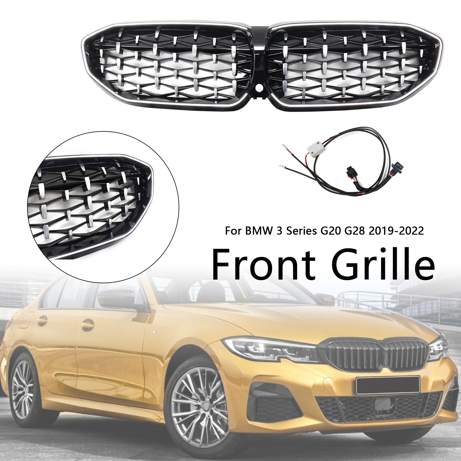 Grille de calandre en forme de diamant pour BMW Série 3 G20 2019-2022 51138072085