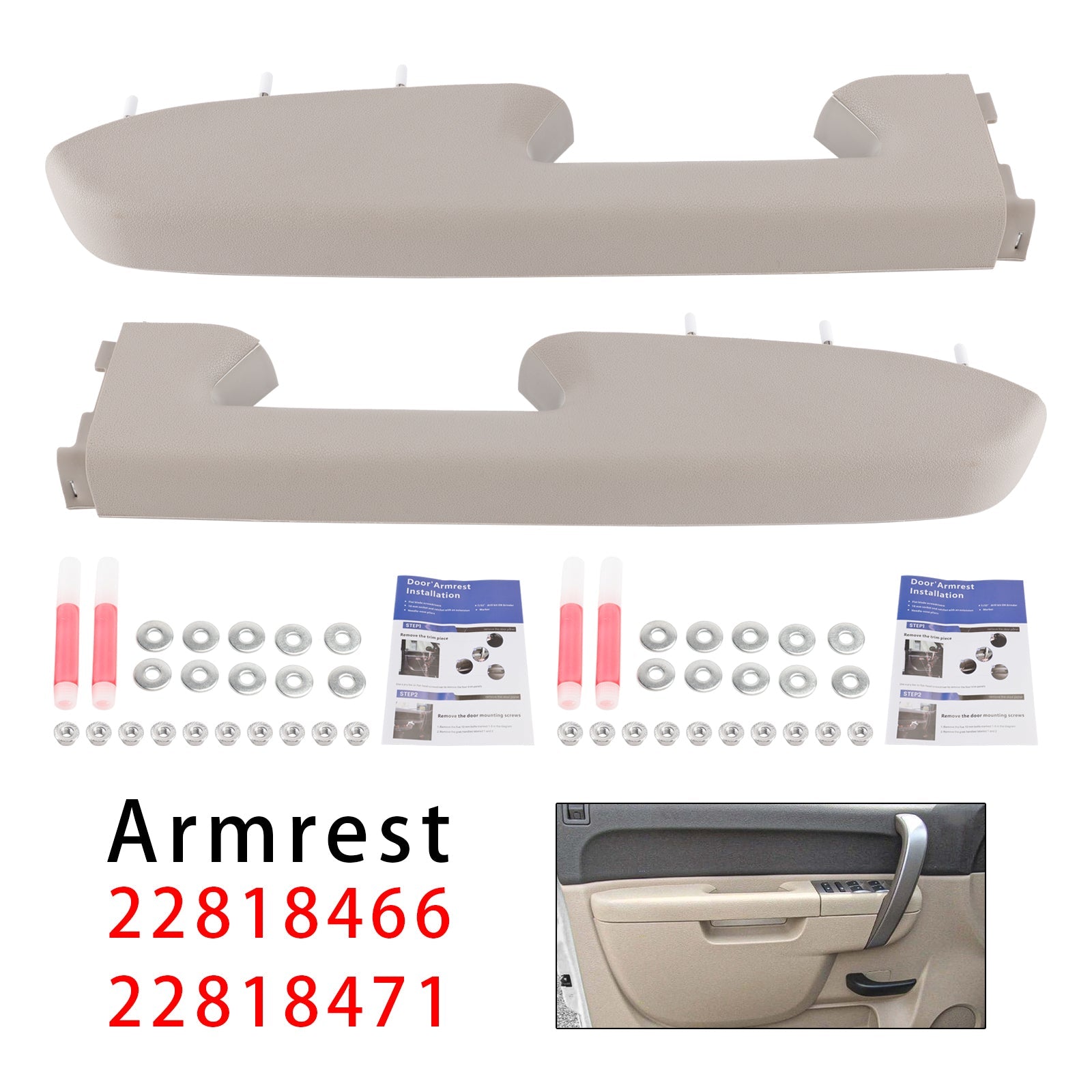 Kit de reparación del reposabrazos delantero gris 22818471 para Chevrolet Silverado 2500 HD (2010-2014)