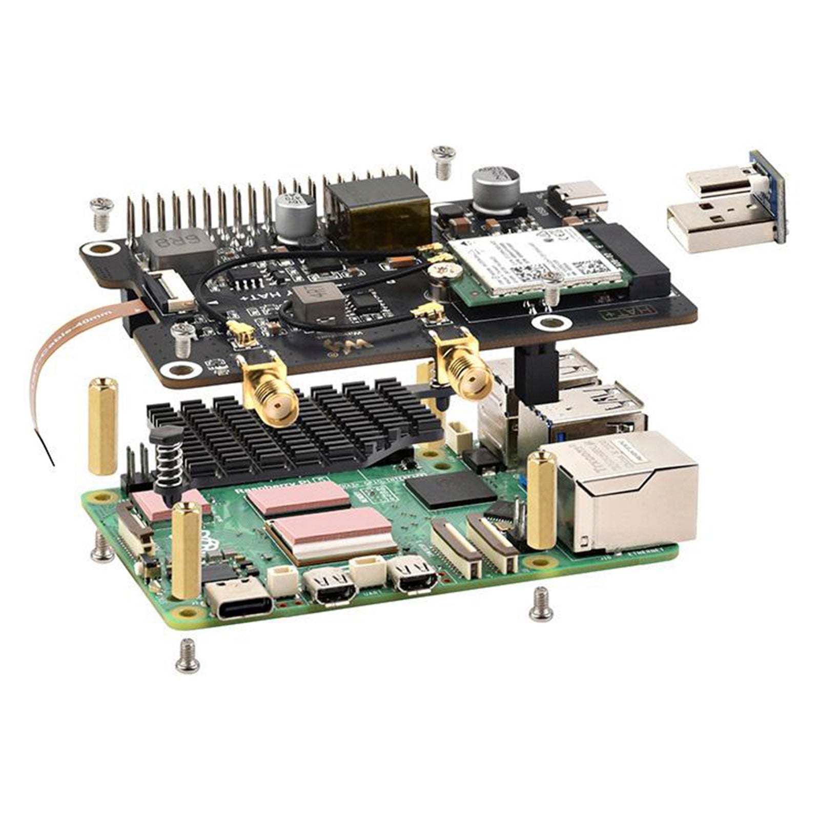 Adapterkaart d'PoE Ethernet-voeding voor Raspberry Pi 5 PCIe naar M.2 E-sleutel