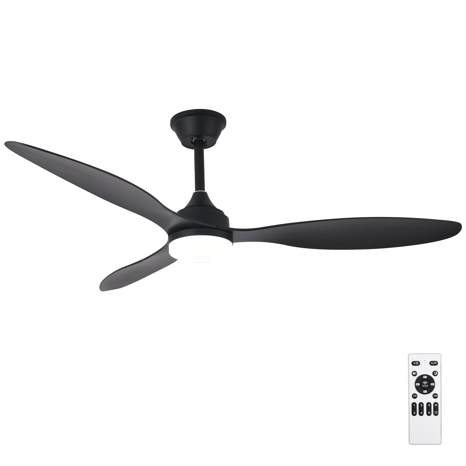 Noir-Blanc 6 vitesses Ventilateur moderne 52" avec lumière télécommande