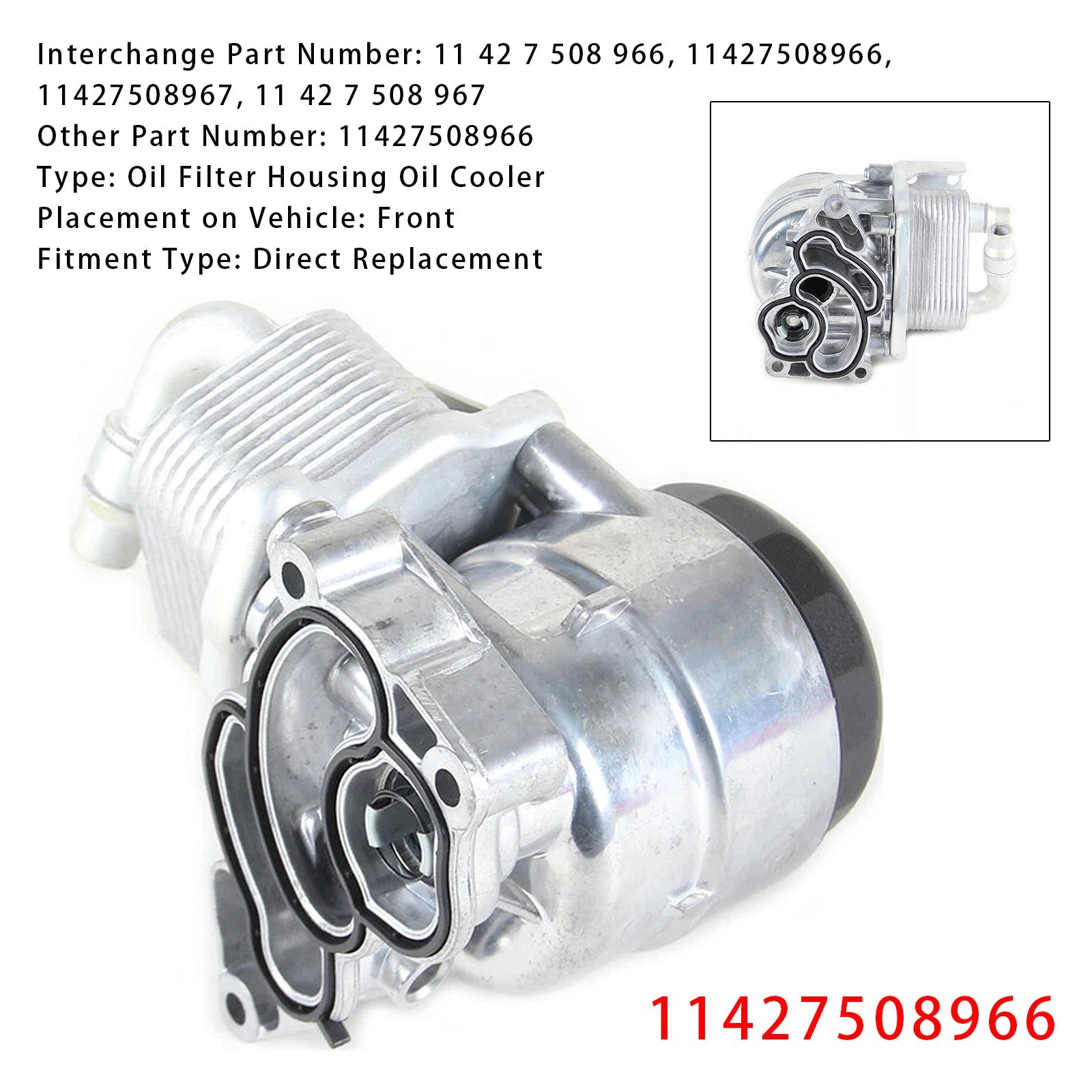 Sklop oljnega filtra za hladilnik'Motorno olje za BMW serije 3 1997–2013 11427508966