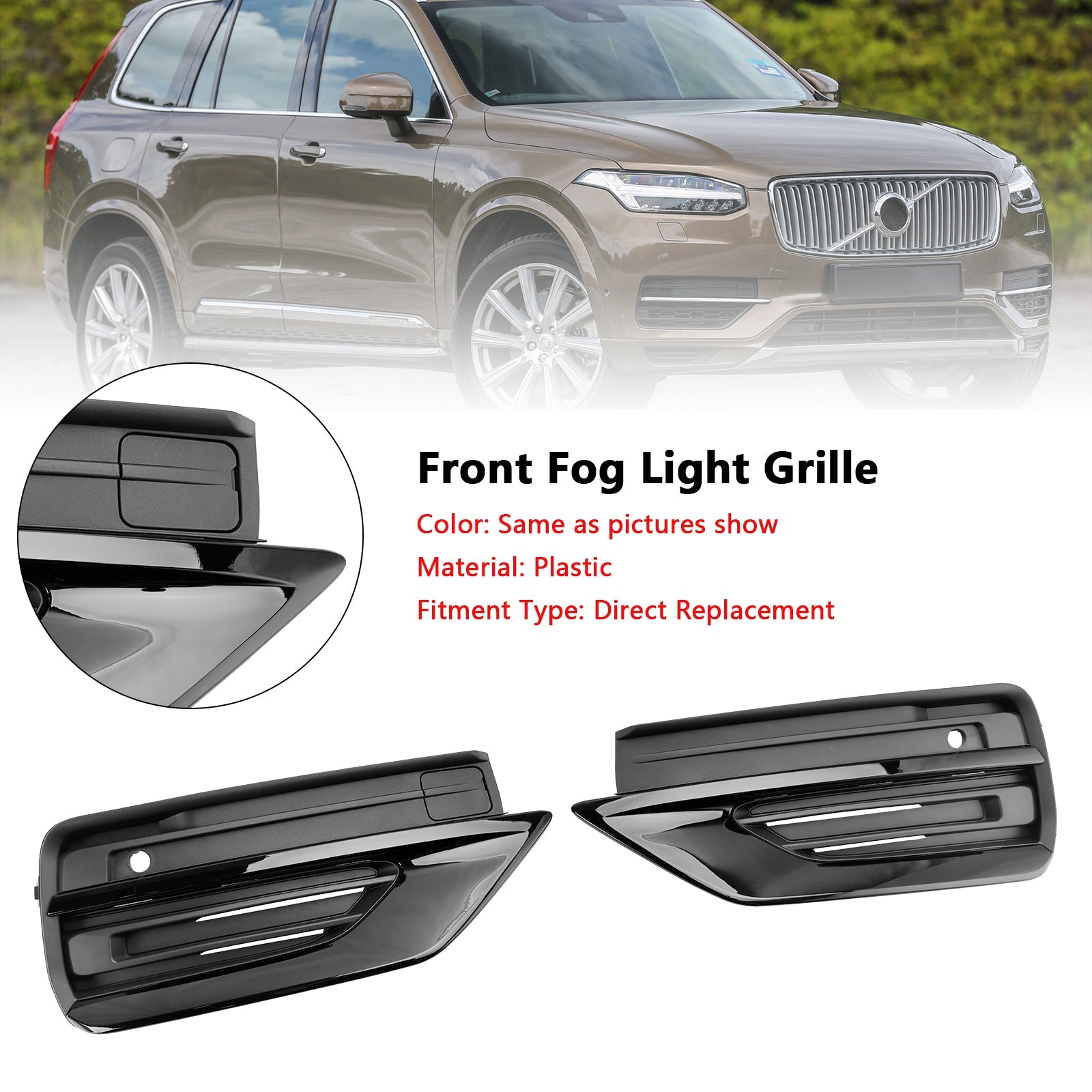 Grille de phare antibrouillard pour pare-chocs avant Volvo XC90 2 pièces 2021-2024