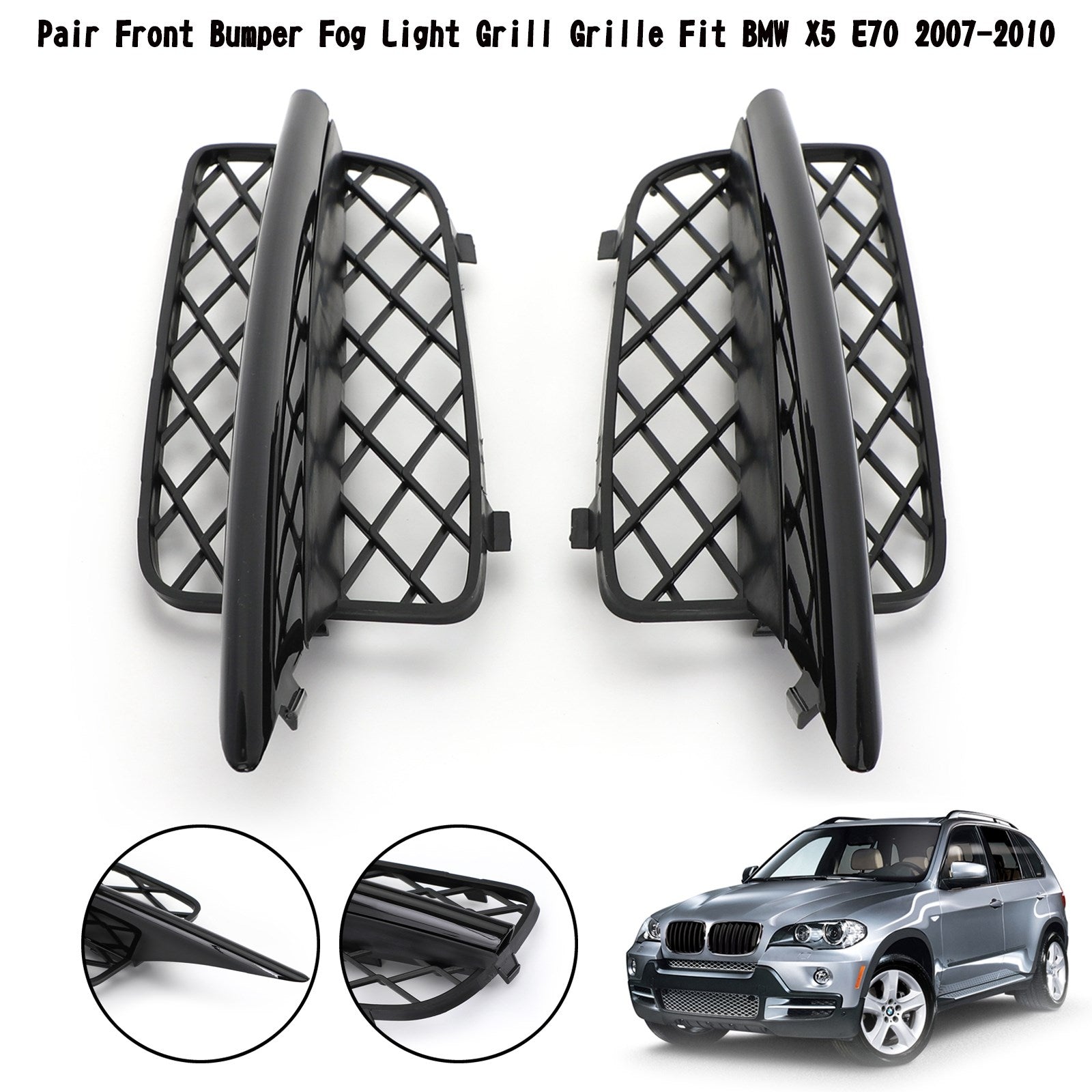 Pair Front Bumper Fog Light Grill Grille pour BMW X5 E70 2007-2010