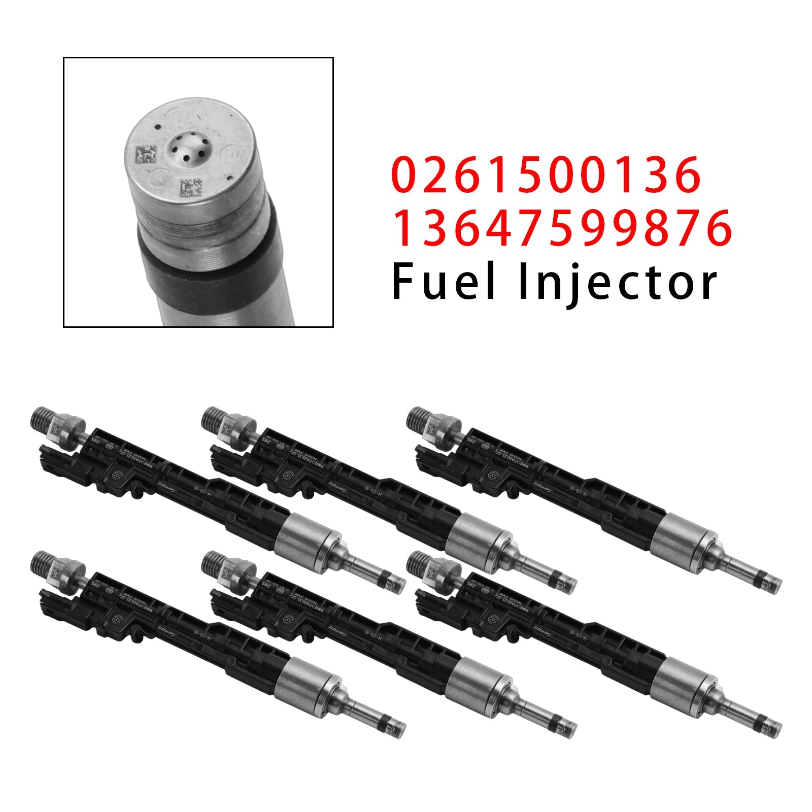 Komplet 6 injektorjev goriva za BMW F10 M5, F06, F07, F12, F13, F15 in X5 (reference : 0261500136 in 13647599876)