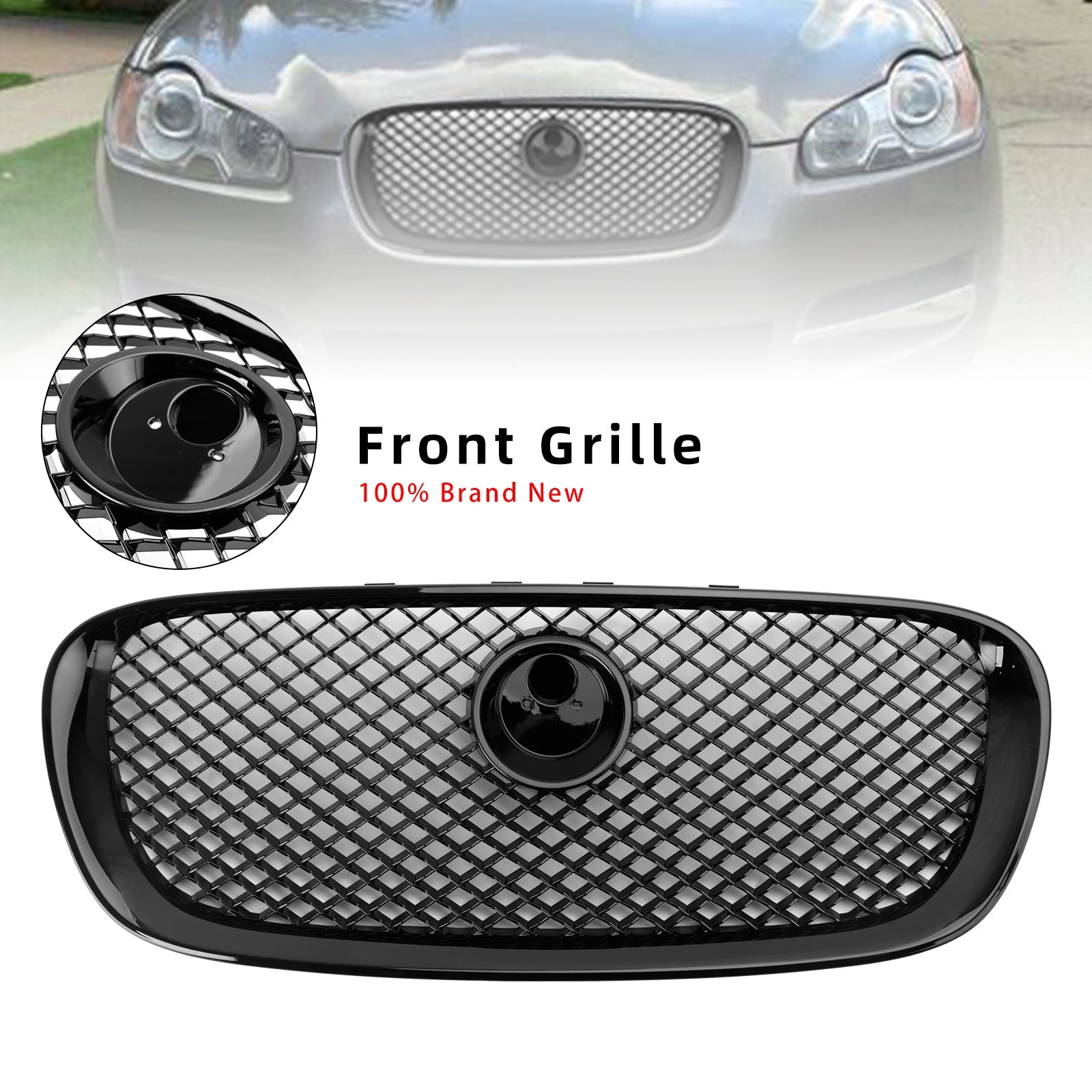 Grille de pare-chocs avant style Jaguar XF XF-R 2008-2011, noir brillant