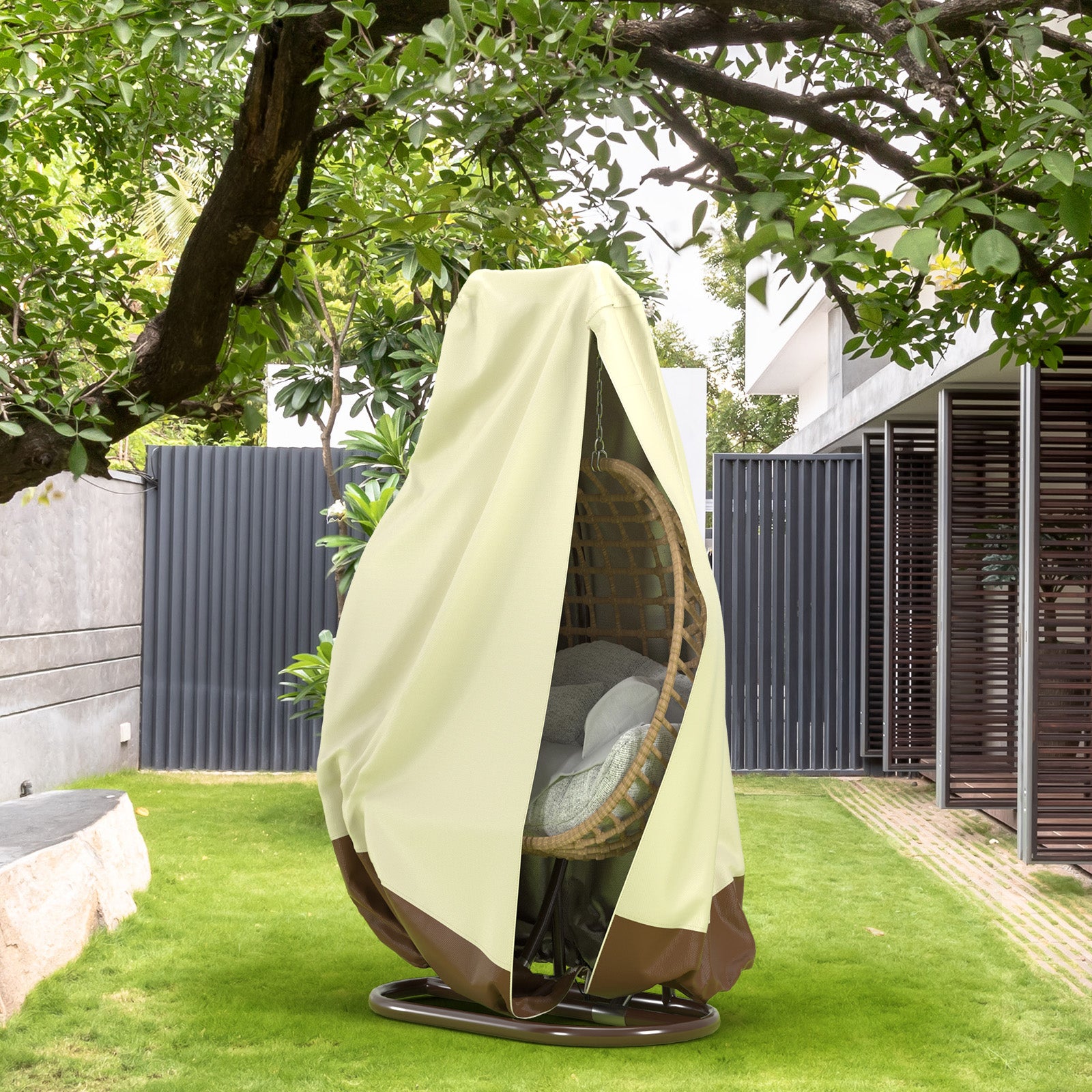 Couverture de chaise d'oeuf de terrasse suspendue extérieure à double osier à œufs de balançoire d'oeufs étanche