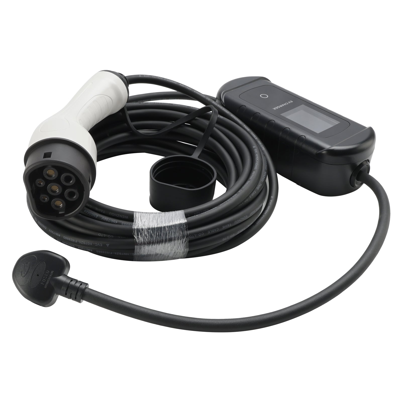 Type 2 draagbare EV-oplader, 10 meter kabel, 3-polige UK-stekker, 13 A verstelbaar