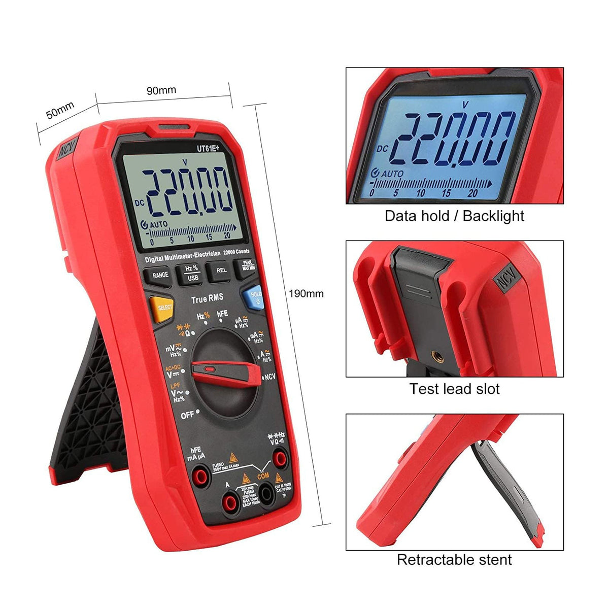 Multimètres numériques UT61E+ AC/DC à sélection automatique de gamme