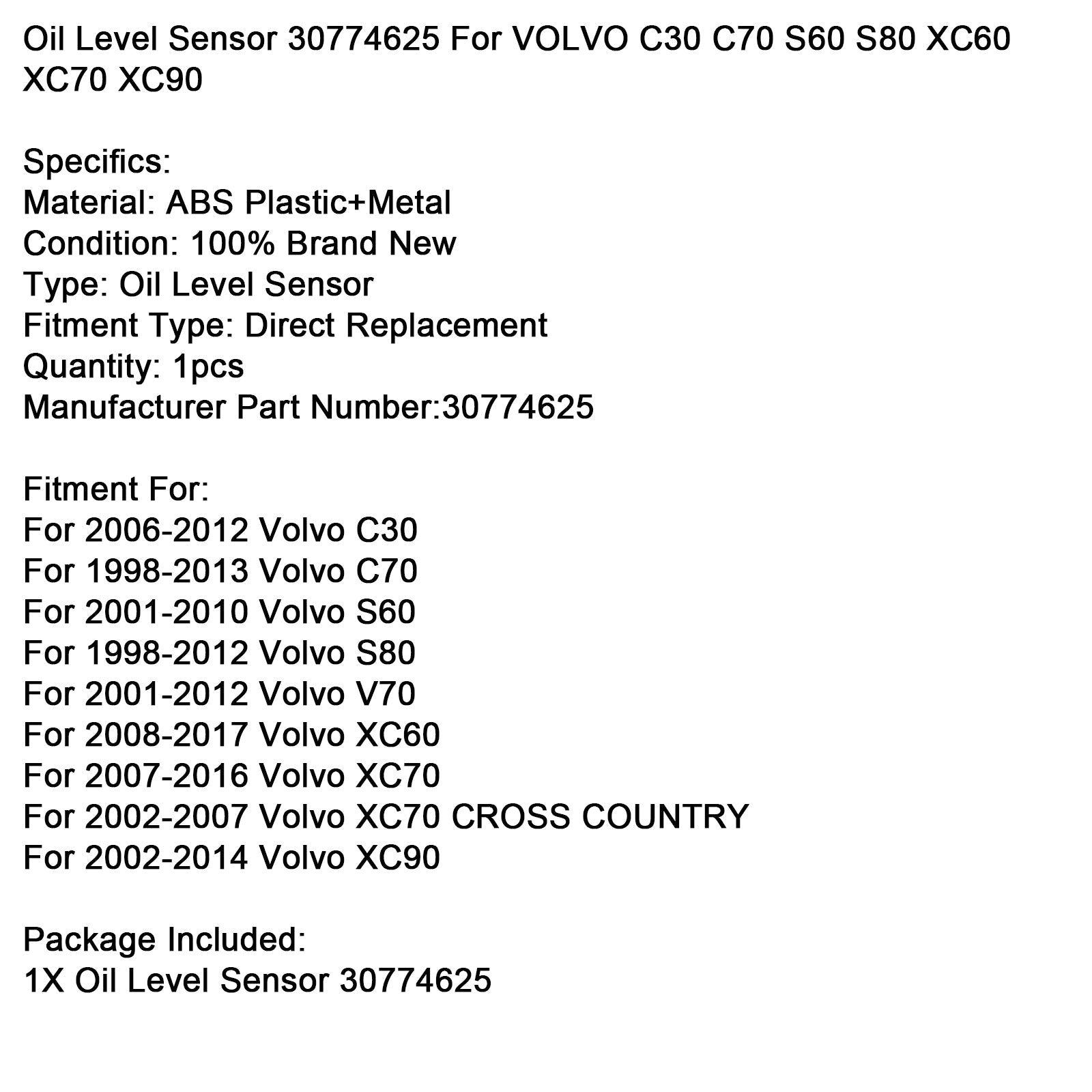 Senzor nivoja'Olje Volvo S60 2001-2010 30774625
