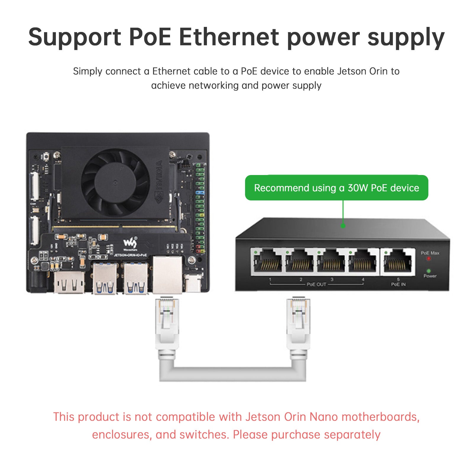 Carte d';extension d';alimentation Ethernet POE NVIDIA Jetson Orin Nano/NX 802.3af/at