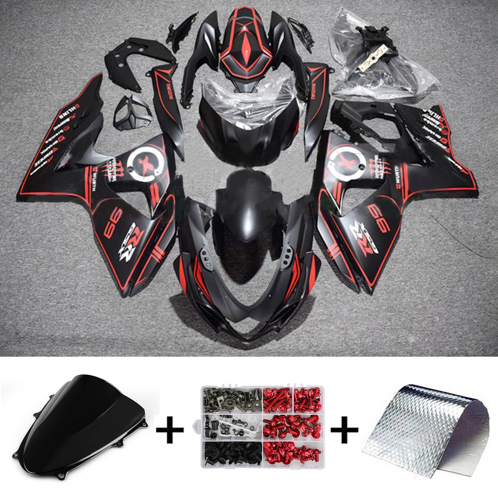 Amotopart Suzuki GSXR1000 2009-2016 K9 Kit Carénage Carrosserie Plastique ABS