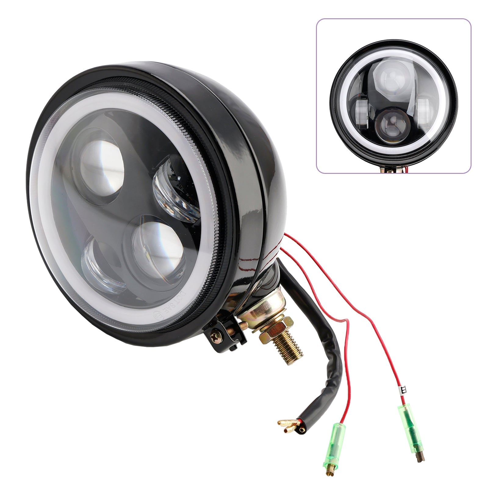 Universal Front Lighthouse van 5,75 inch, 4 bollen, compatibel met motorfiets