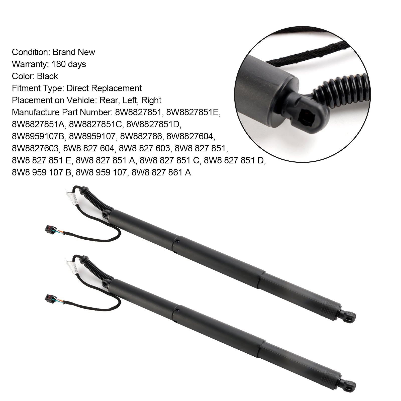 Elevador de portón trasero eléctrico 2 piezas Audi RS5 F5 8W Sportback 2016-2024 8W8827851 8W8959107