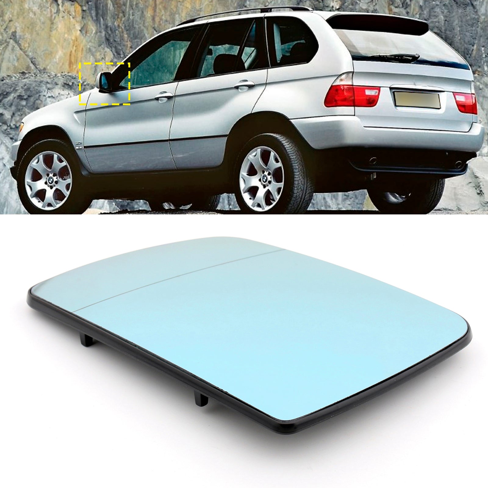 Links achteraanzicht spiegel blauwe verwarming voor BMW X5 E53 1998-2006