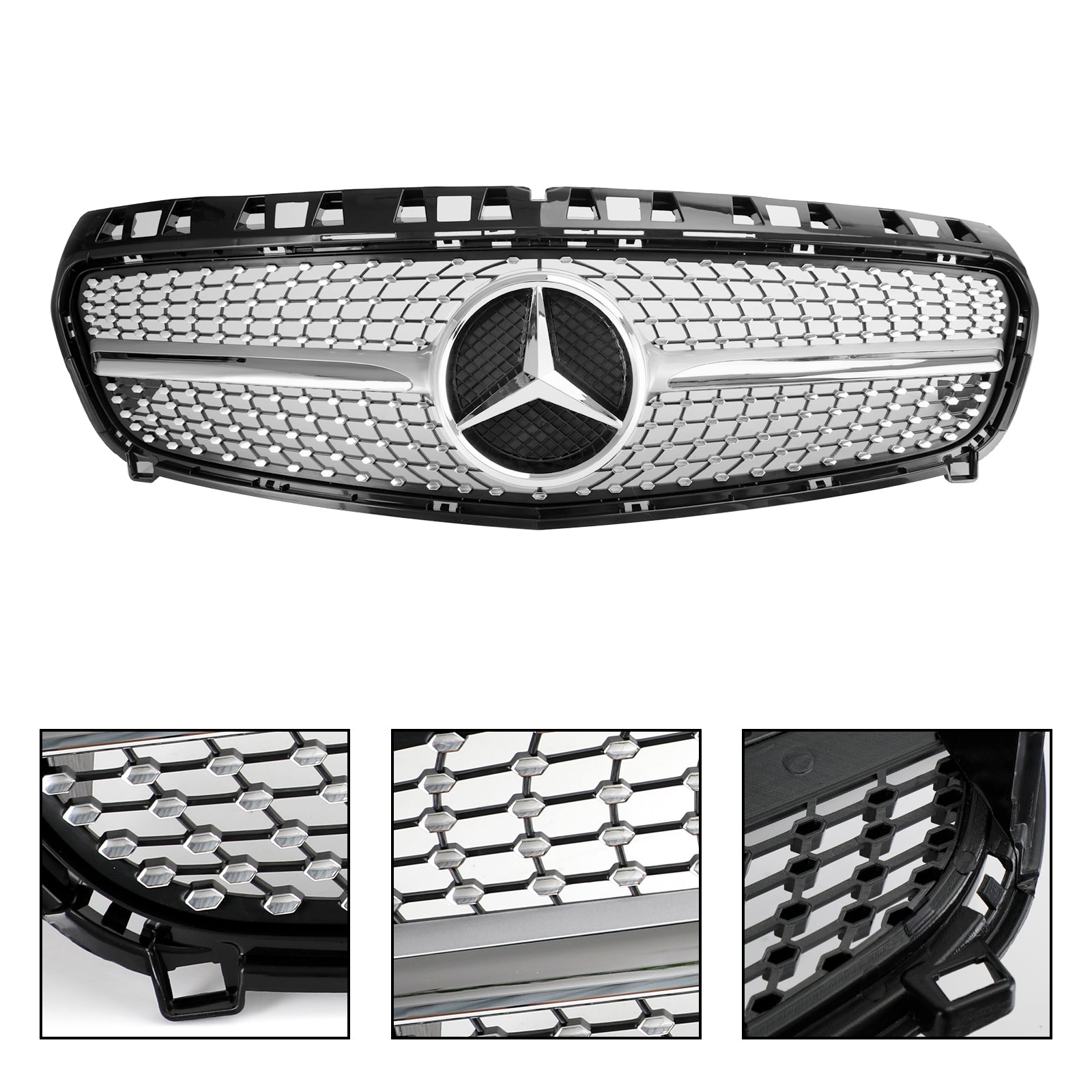 Griglia paraurti anteriore nera lucida per Mercedes Benz Classe A W176 2013-2015