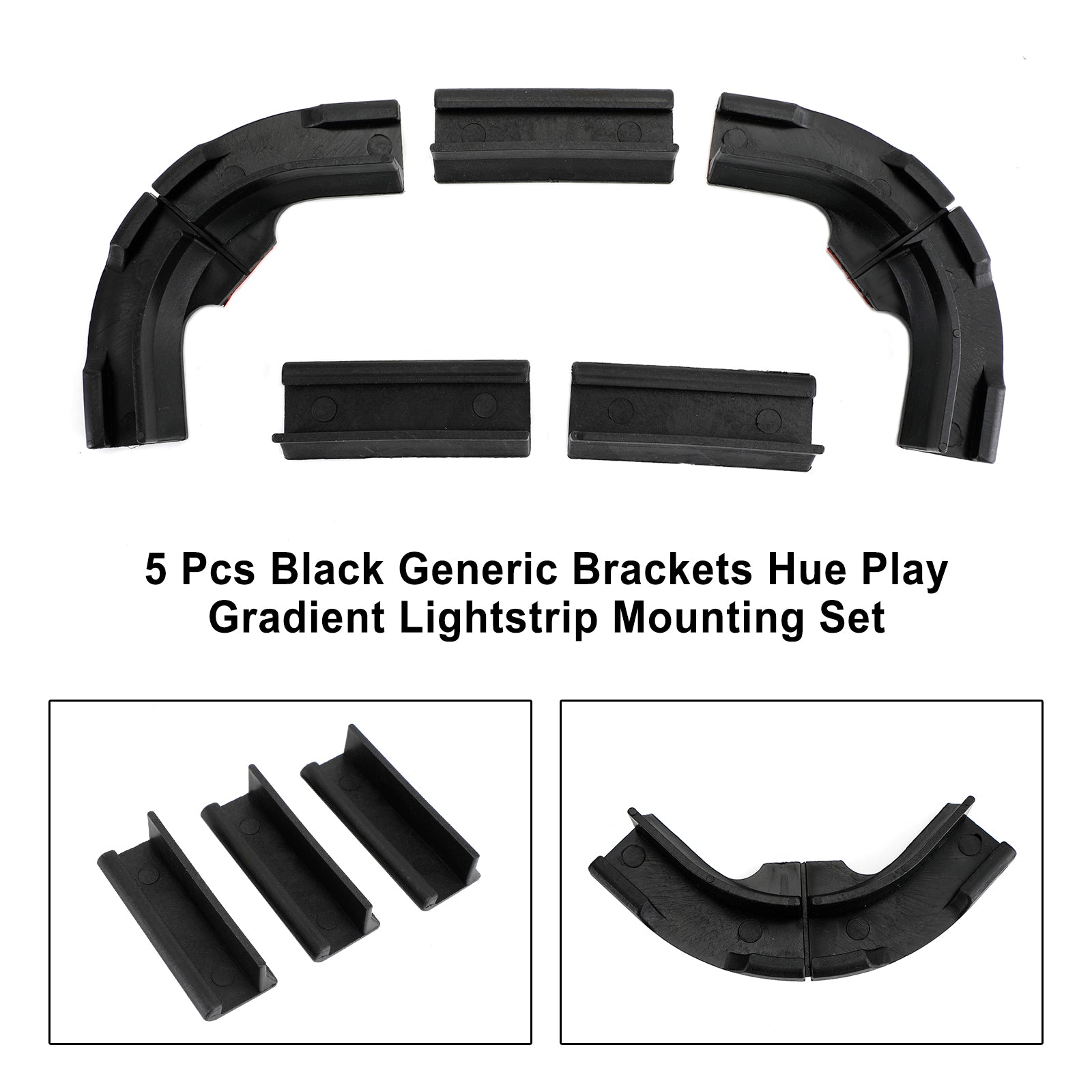 Confezione da 5 set di supporti per strisce luci sfumate Black Hue Play generiche