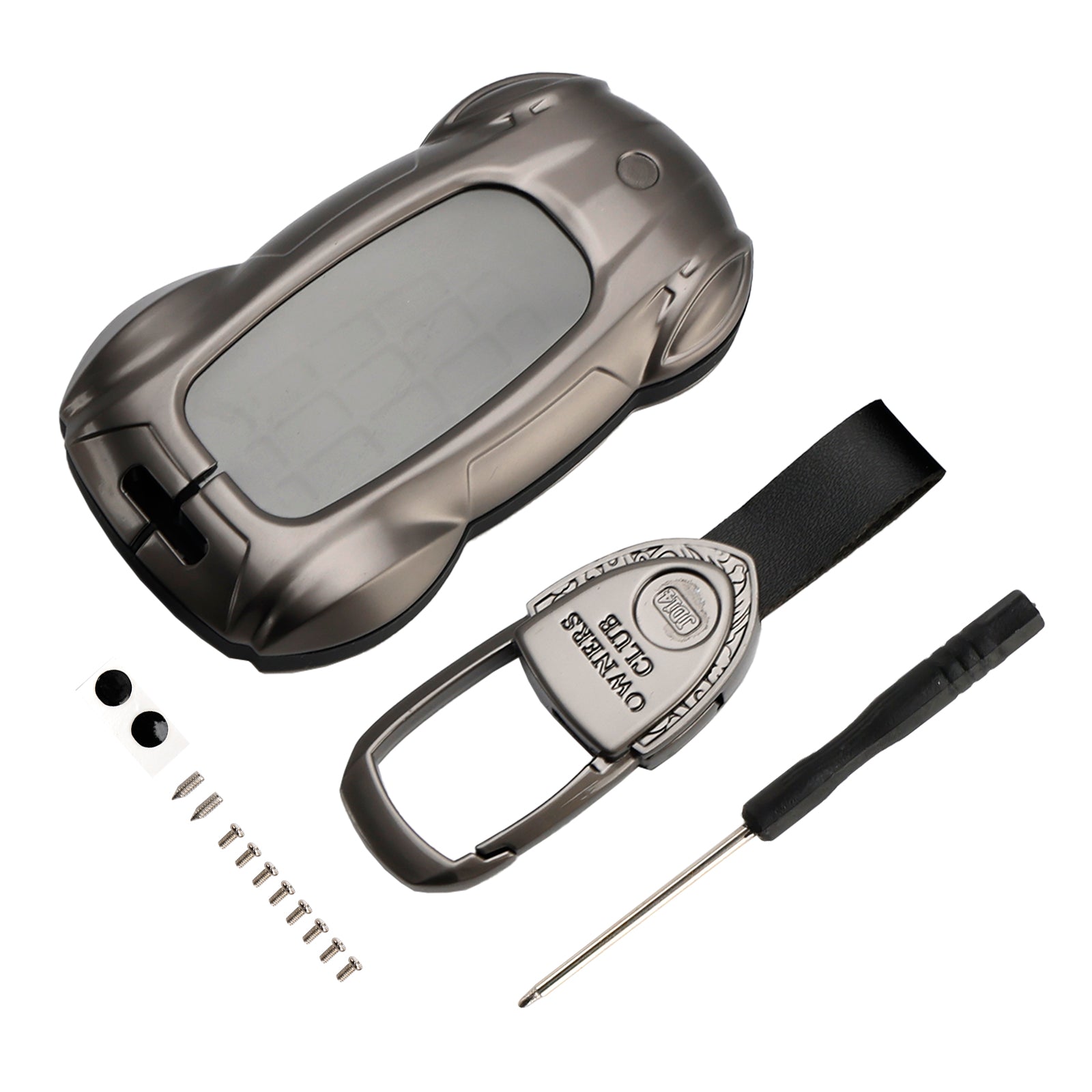 Harmaa nahkainen sinkkiseos auton avainkotelon suojus malleihin Lexus ES260h/RX350h/LS500h