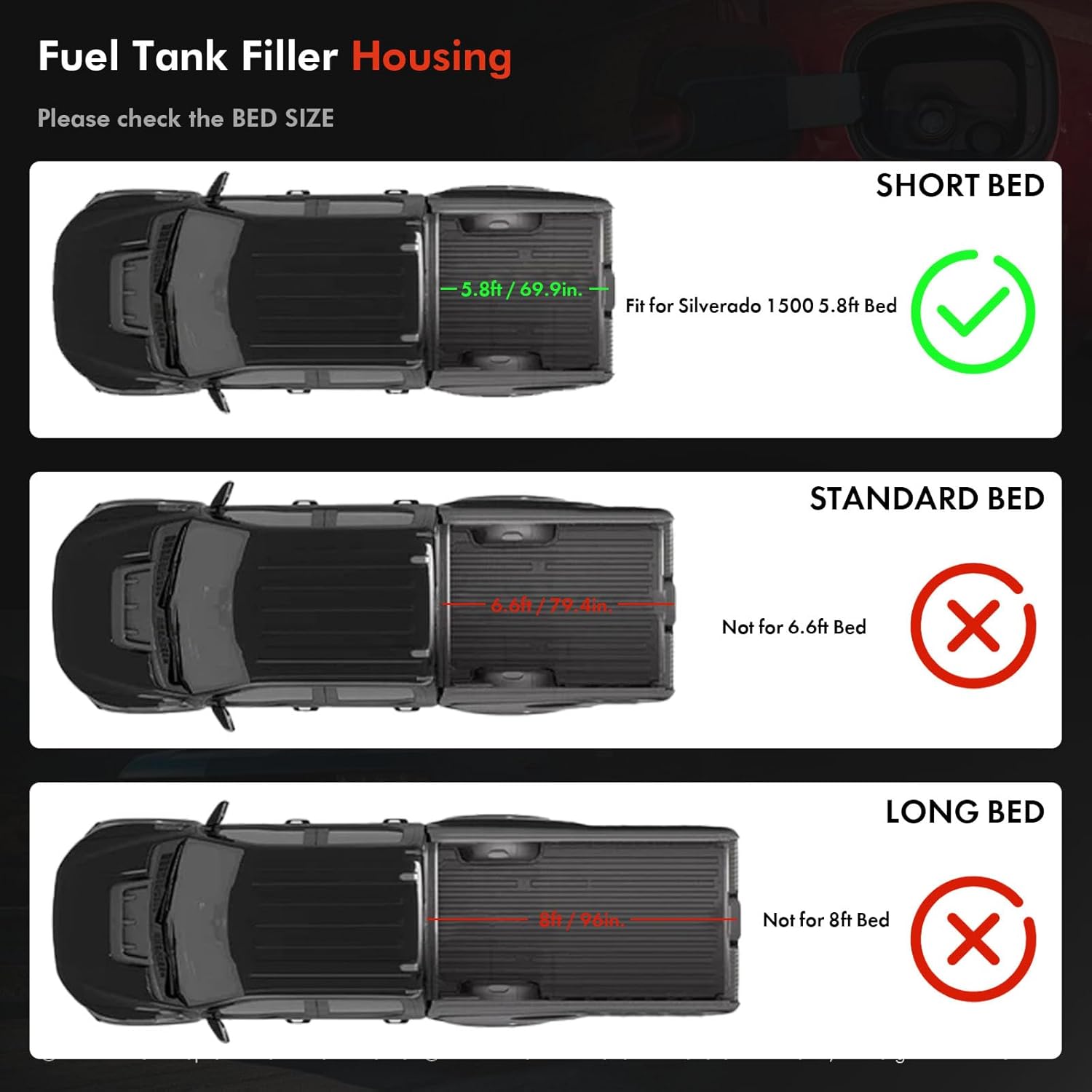 Škatla za polnjenje rezervoarja za gorivo za 5,8 ft blagajna iz Chevrolet Silverado 1500 2019-2025 84745940