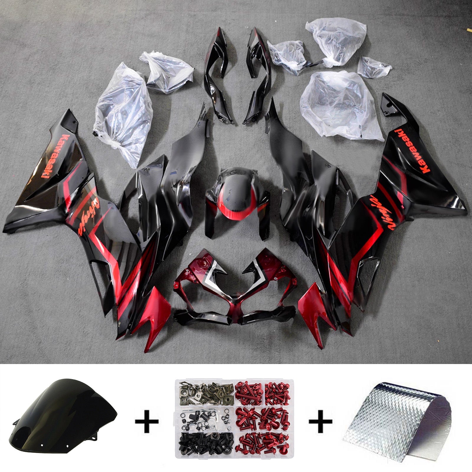 Kit de carénage injecté en plastique ABS compatible avec Kawasaki ZX6R 2019-2023