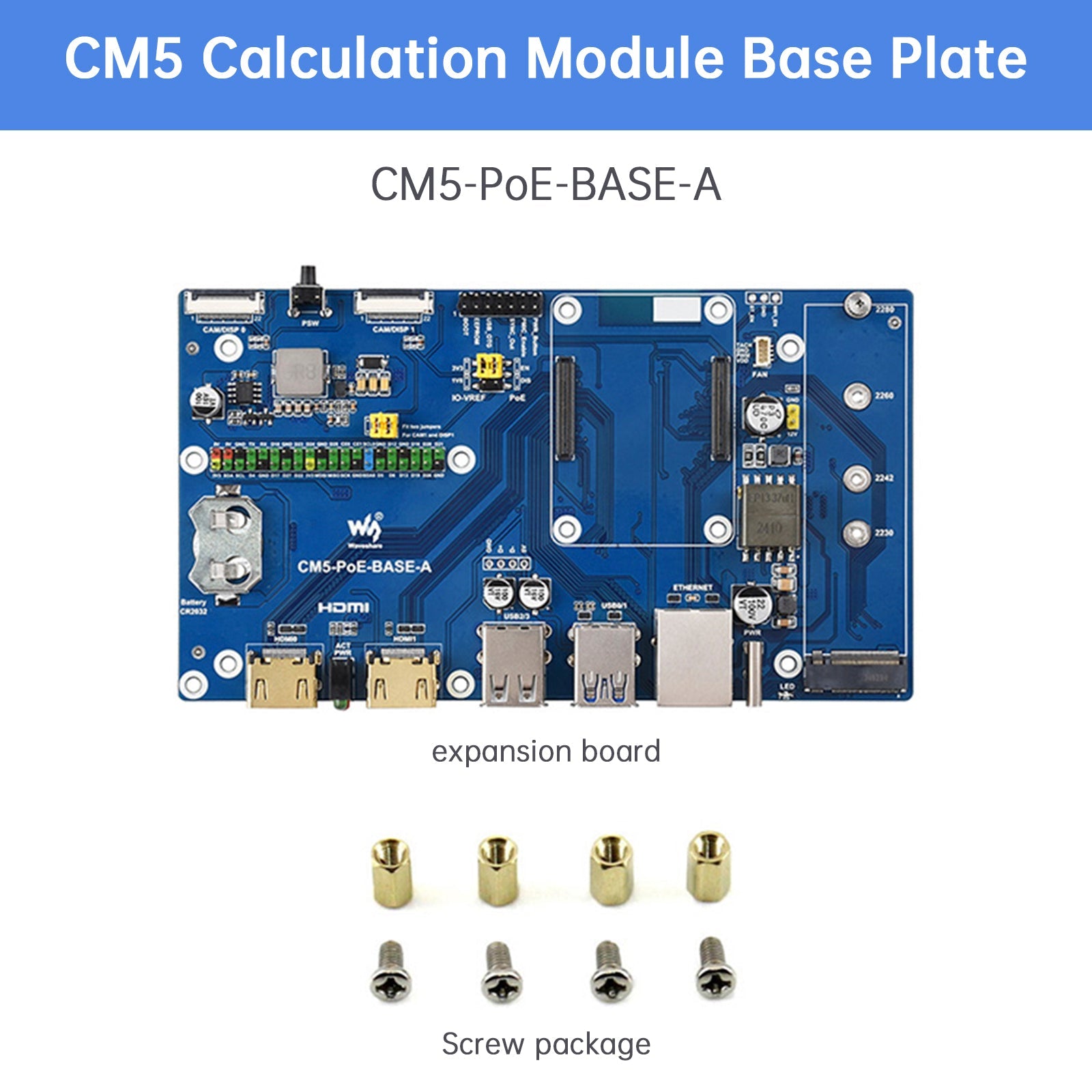 Module d'extension PoE Raspberry Pi CM5, carte de base compatible M.2 NVMe