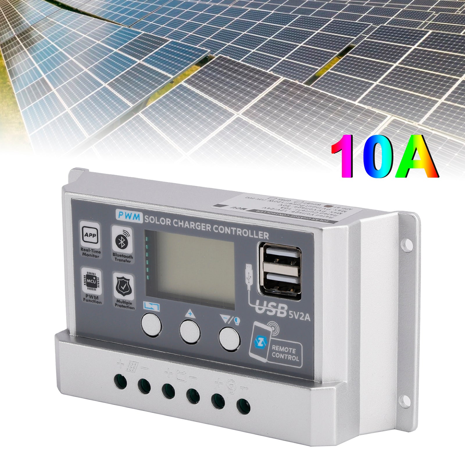 Contrôleur solaire PWM 10A-60A, application mobile, contrôle intelligent