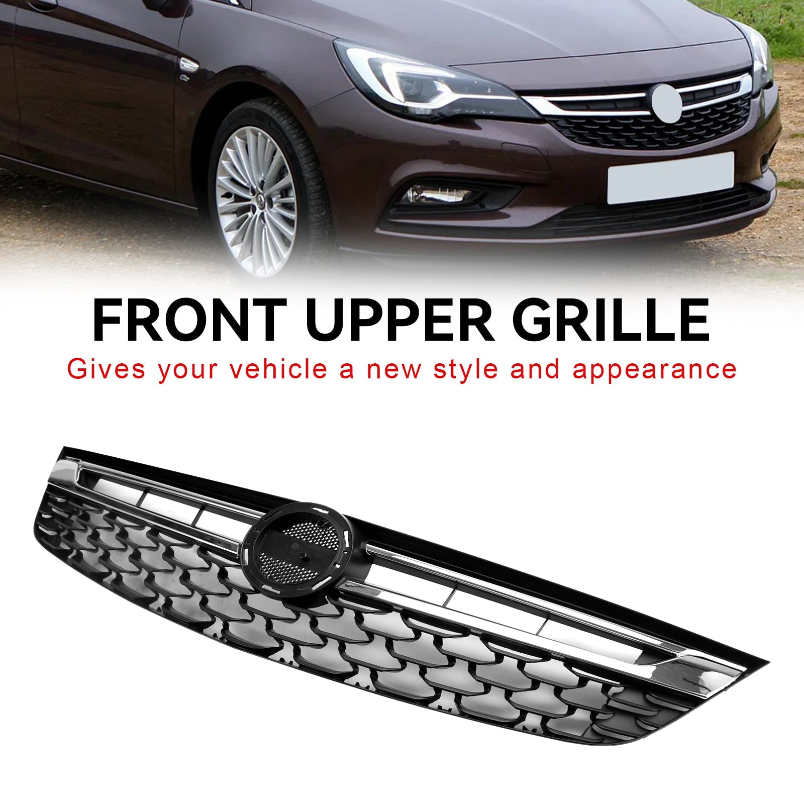 2015-2019 Opel Astra K Facelift Black Chrome Front Bumper Grill