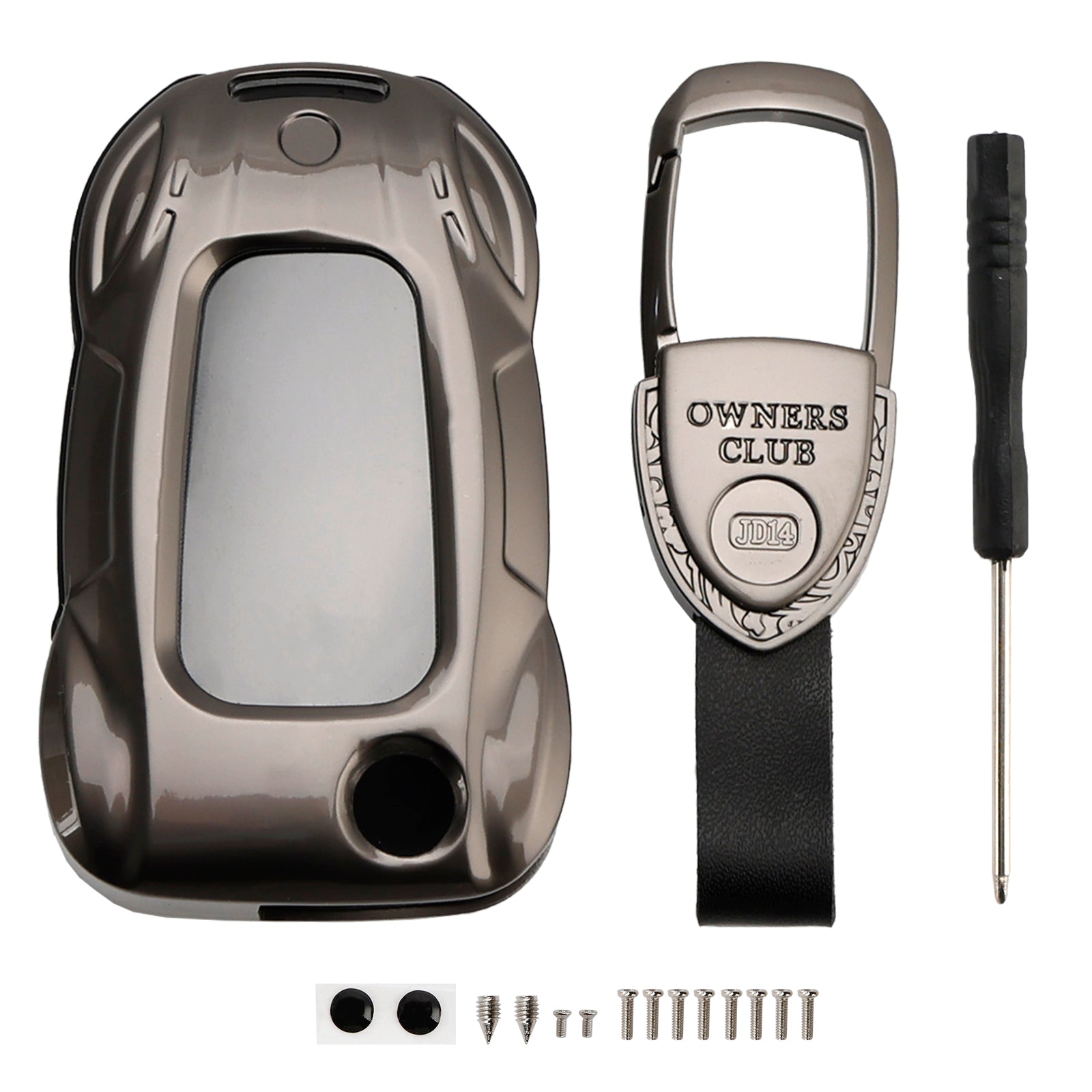 Funda para llaves de coche de piel gris y zinc para VW Polo Skoda, aleación de zinc y protección para llaves de coche.