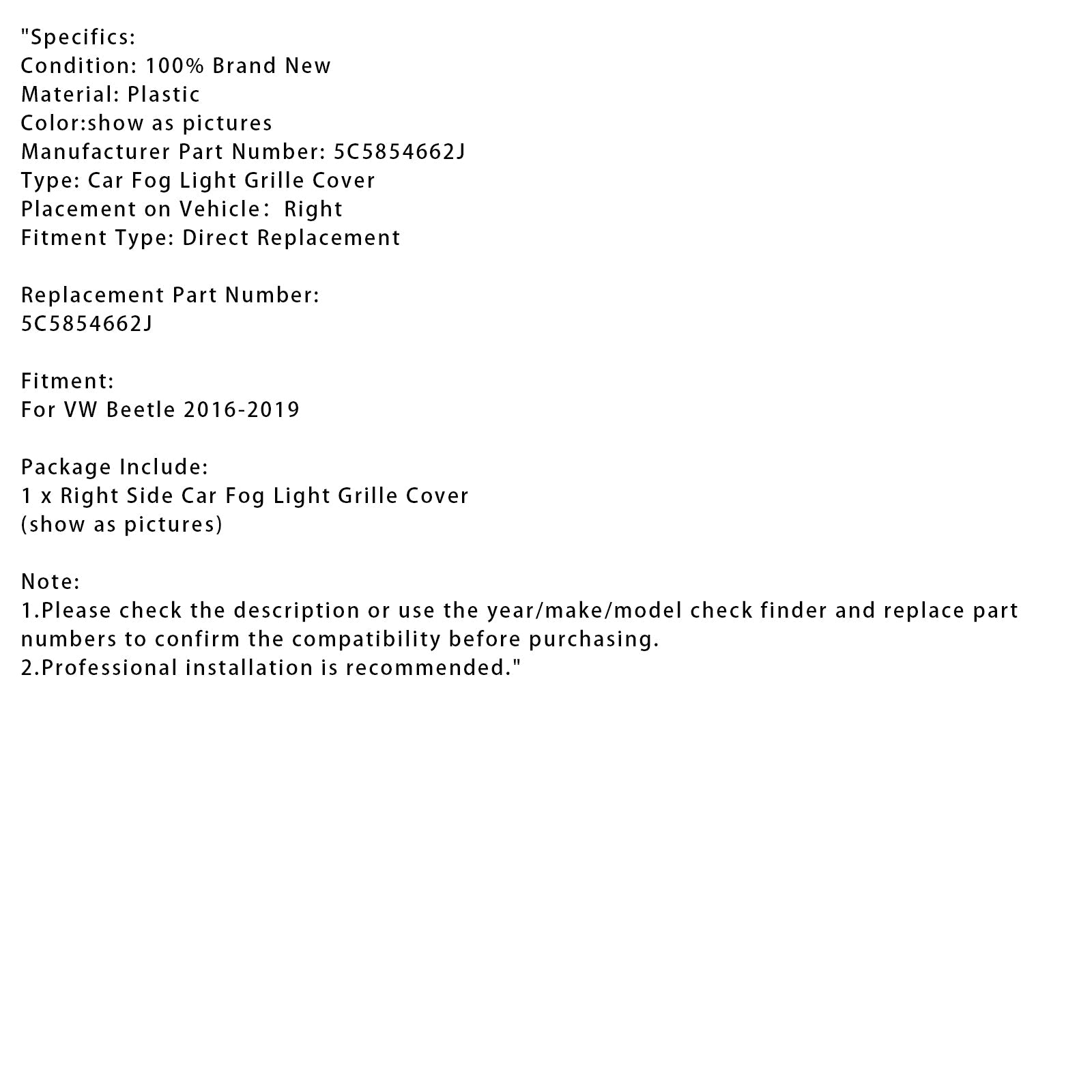 Siatka ochronna dla światła przeciwmgielnego po prawej stronie VW Beetle 2016-2019 5C5854662J