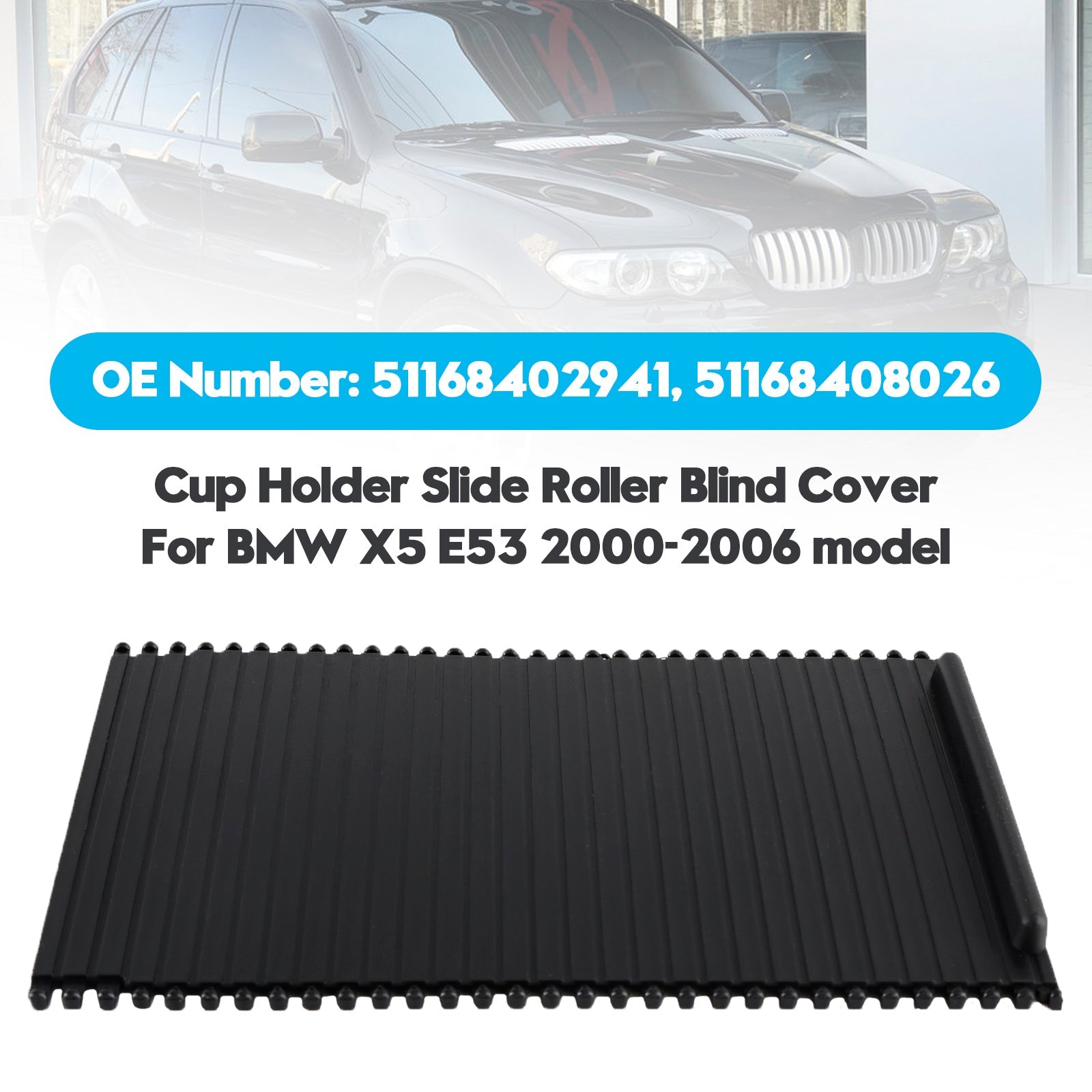 Sredinska konzola, pokrov valjčka za držalo skodelice za BMW X5 E53 2000-2006 51168408026