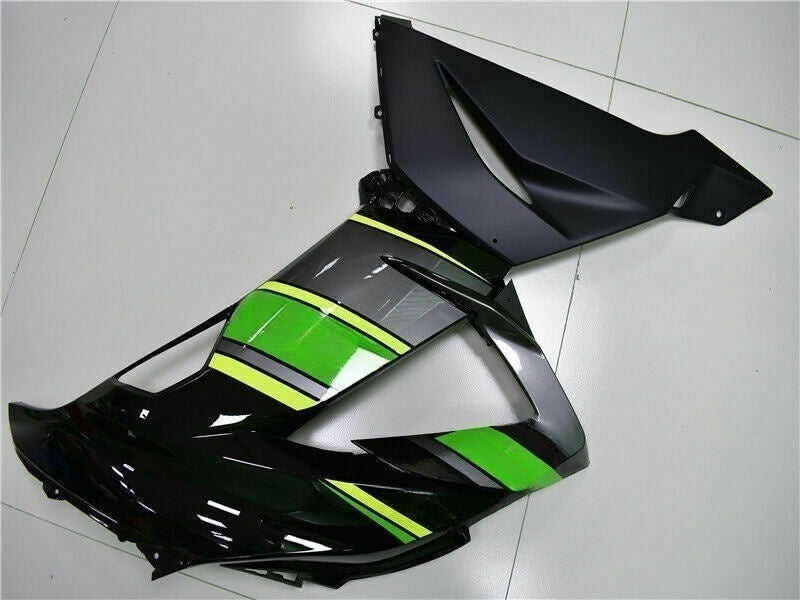Kit de carénage en plastique moulé par injection vert et noir avec kit de vis pour Kawasaki ZX-6R 2013-2018