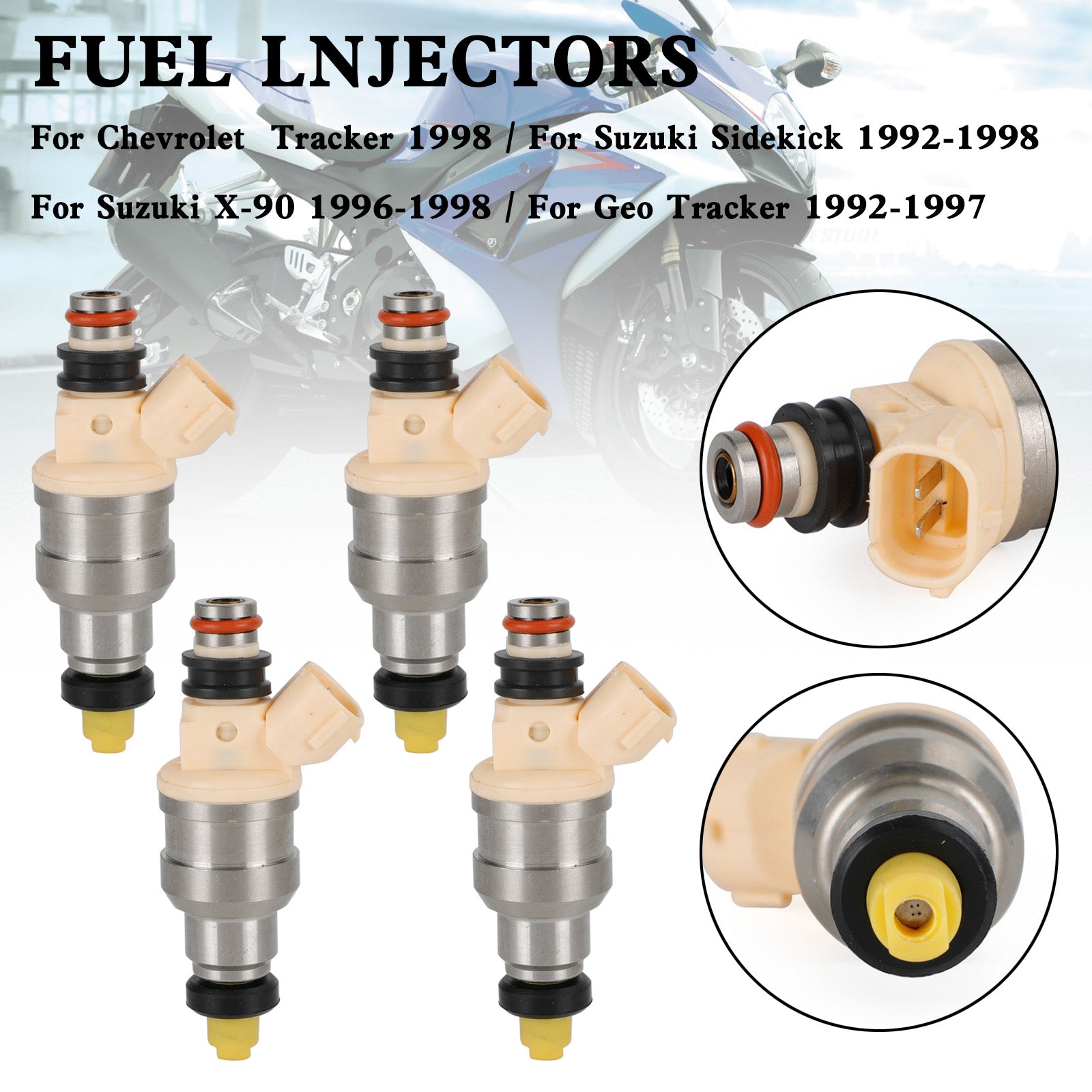 4PCS Injecteurs de carburant 15710-58B00 adaptés pour Suzuki Sidekick Tracker X-90 1.6L INP-470