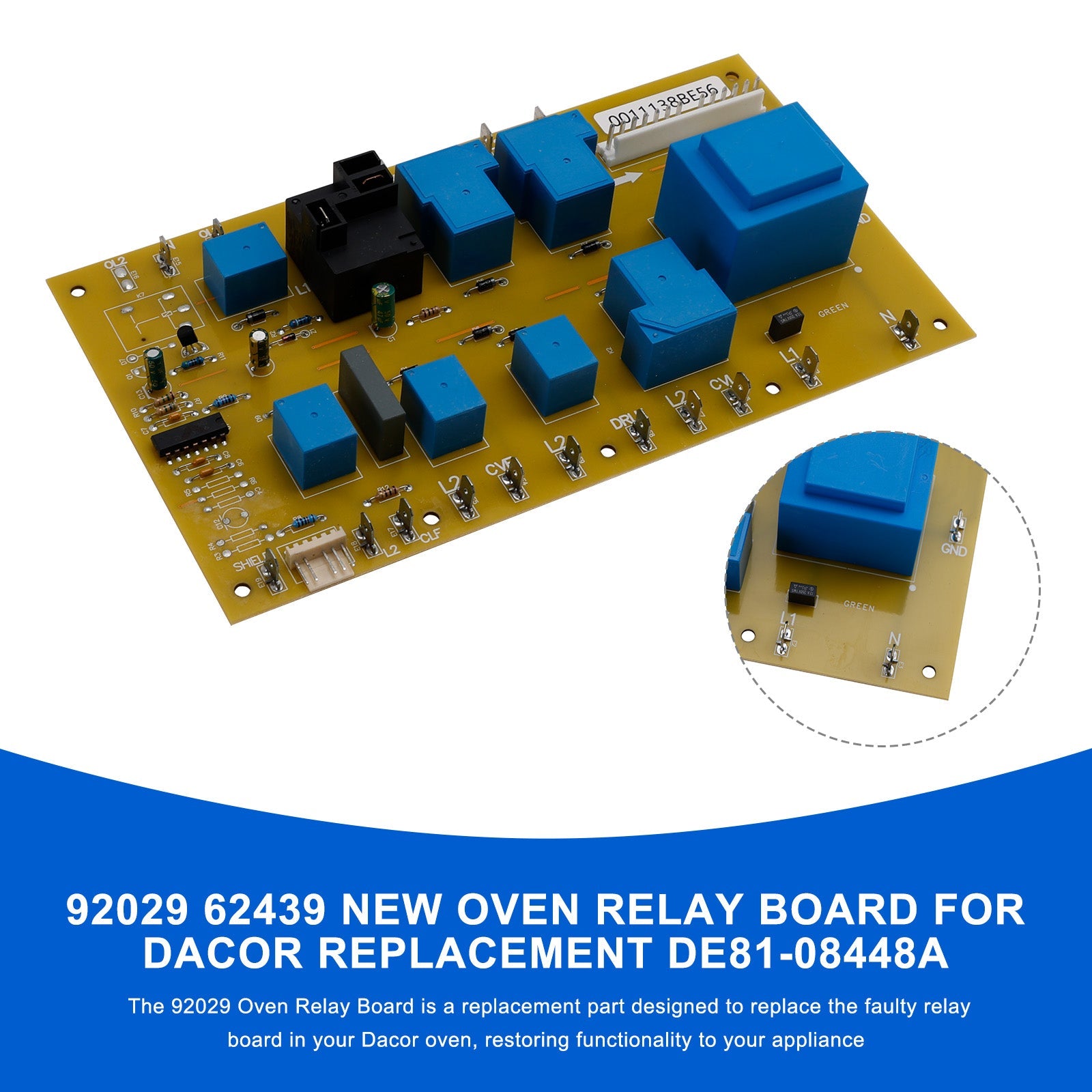 Uunin relekortti 92028 Dacorille, vaihto DE81-09179A
