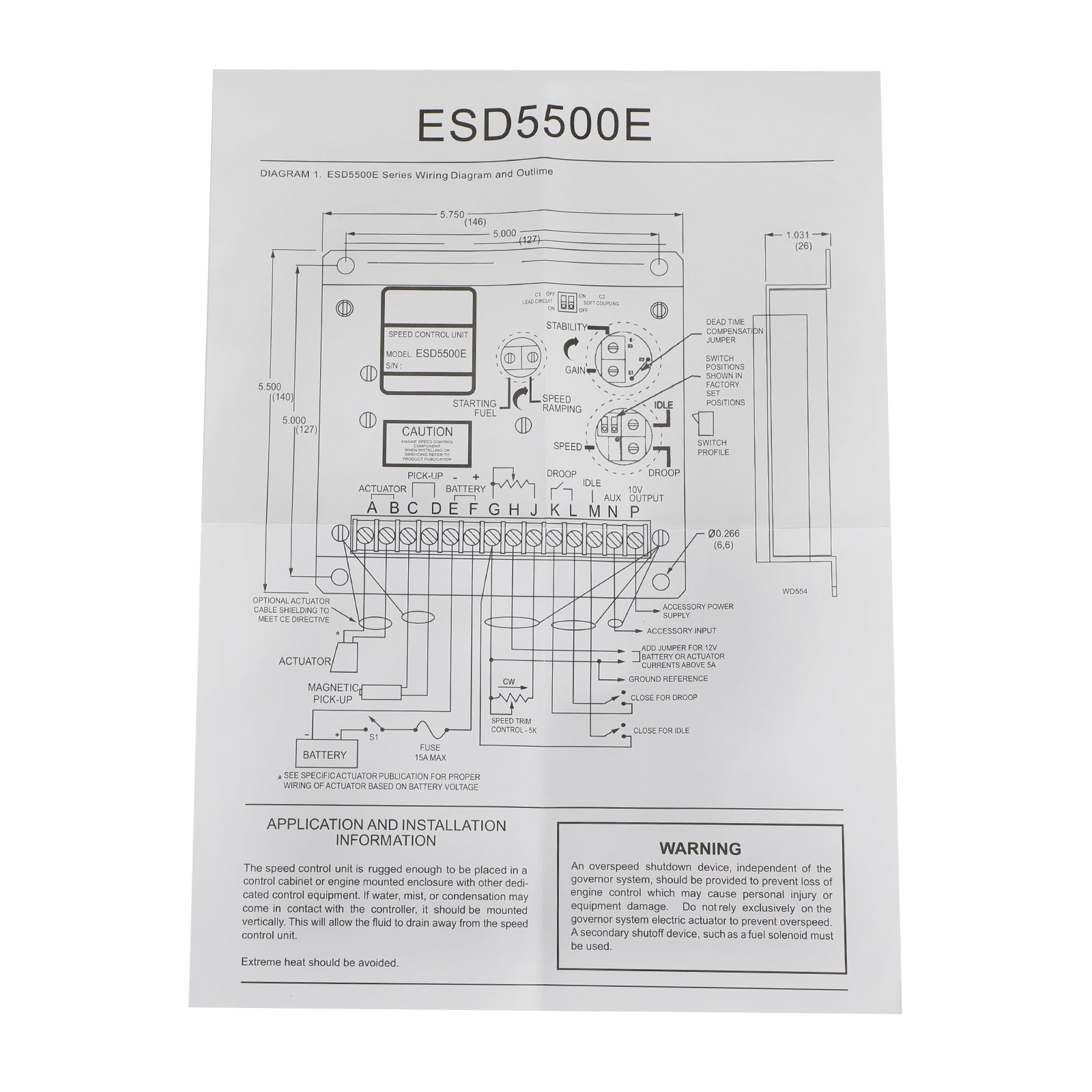 Contrôleur Électronique De Vitesse Moteur ESD5500E Générateur Pièces Genset