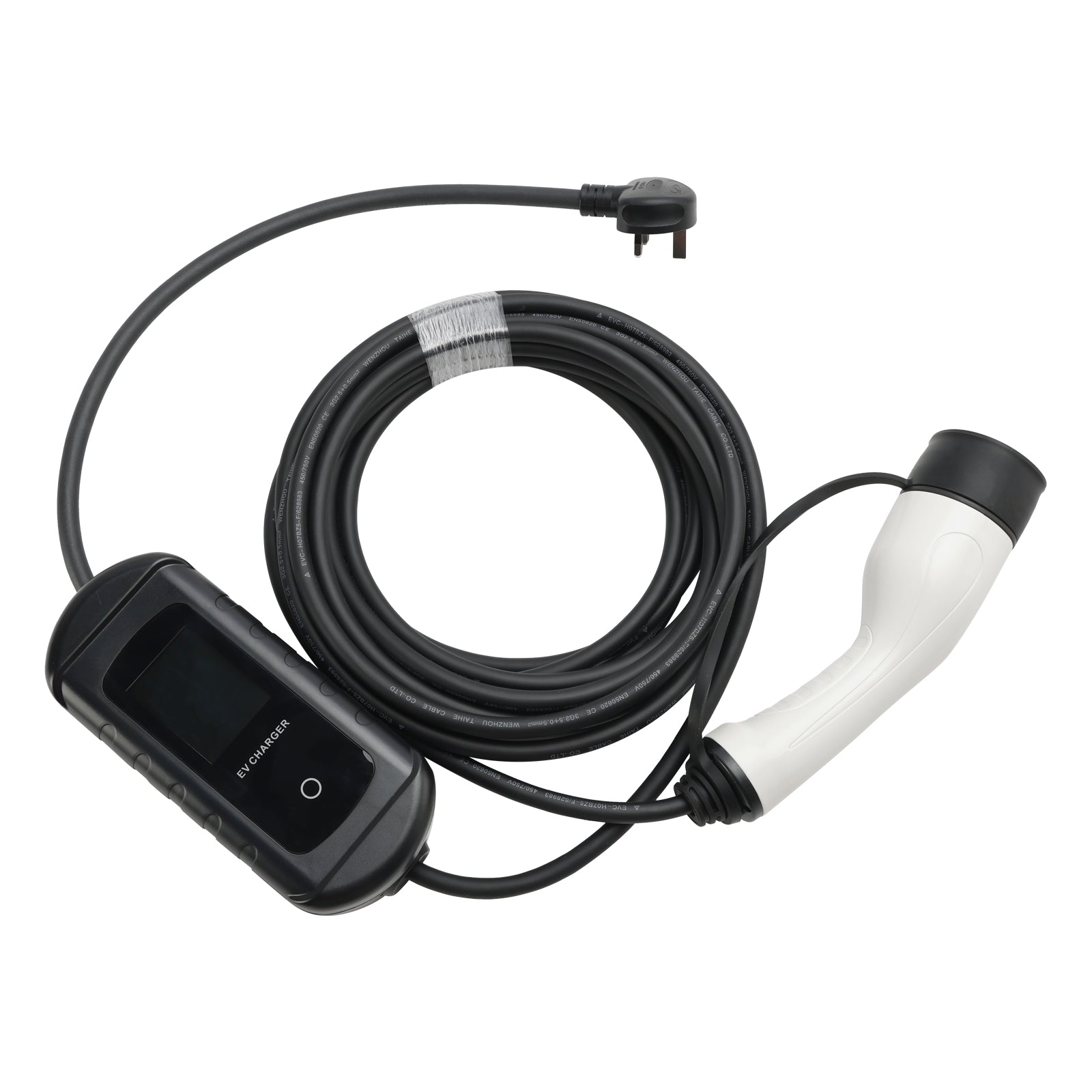 Type 2 draagbare EV-oplader, 10 meter kabel, 3-polige UK-stekker, 13 A verstelbaar