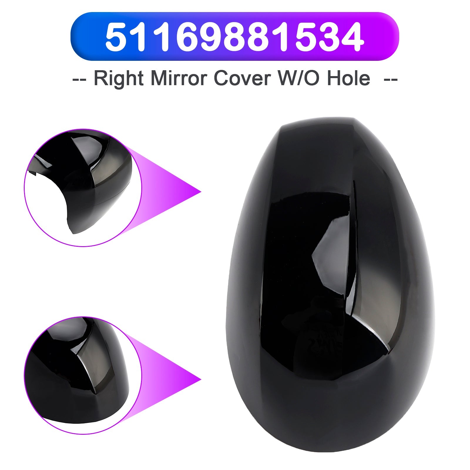 Coque de rétroviseur droit sans trou 51169881534 pour MINI Cooper F54 F55 F56 F57 20-24
