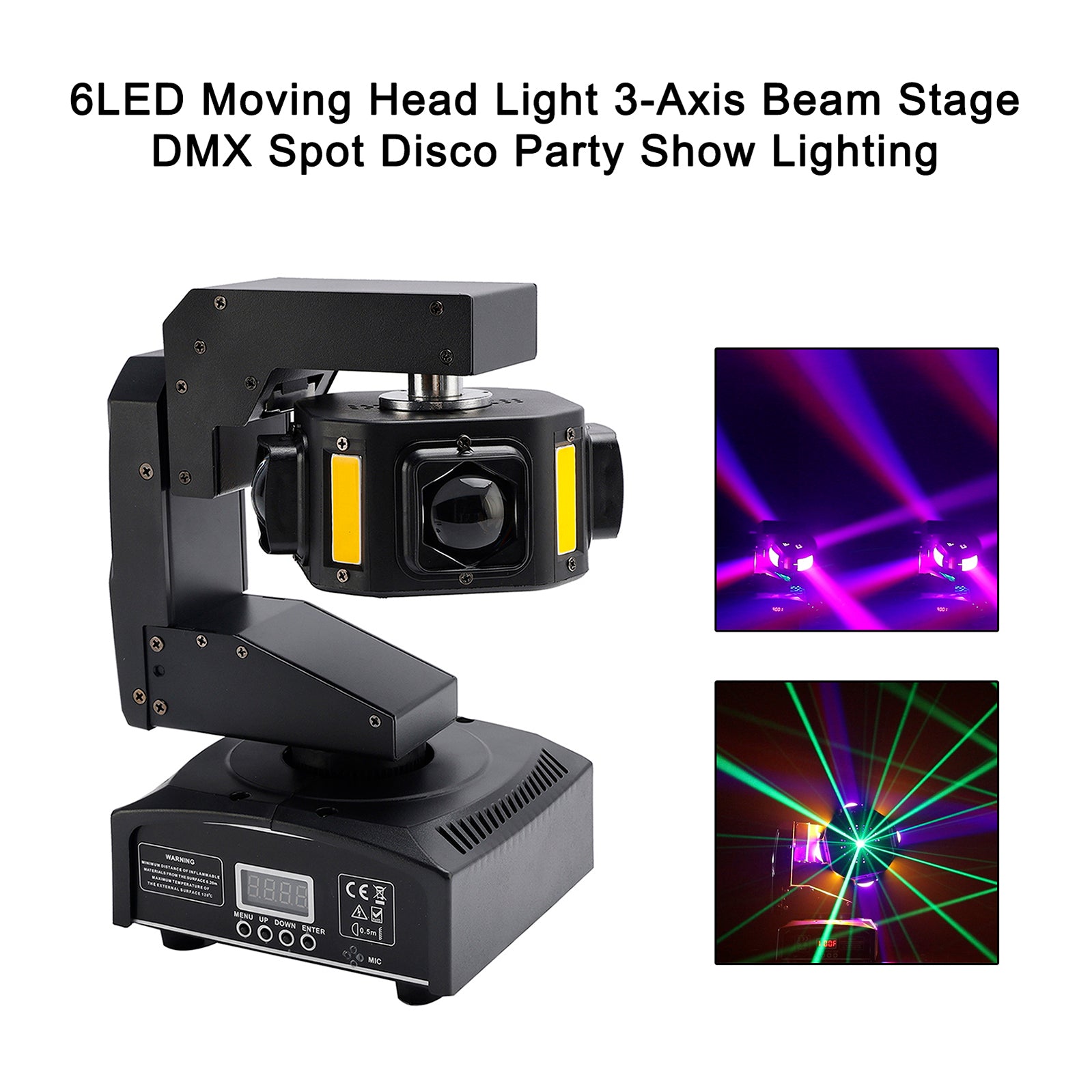 Projecteur Tête Mobile 6LED Faisceau 3 Axes Éclairage Scène DMX Spot Disco Fête