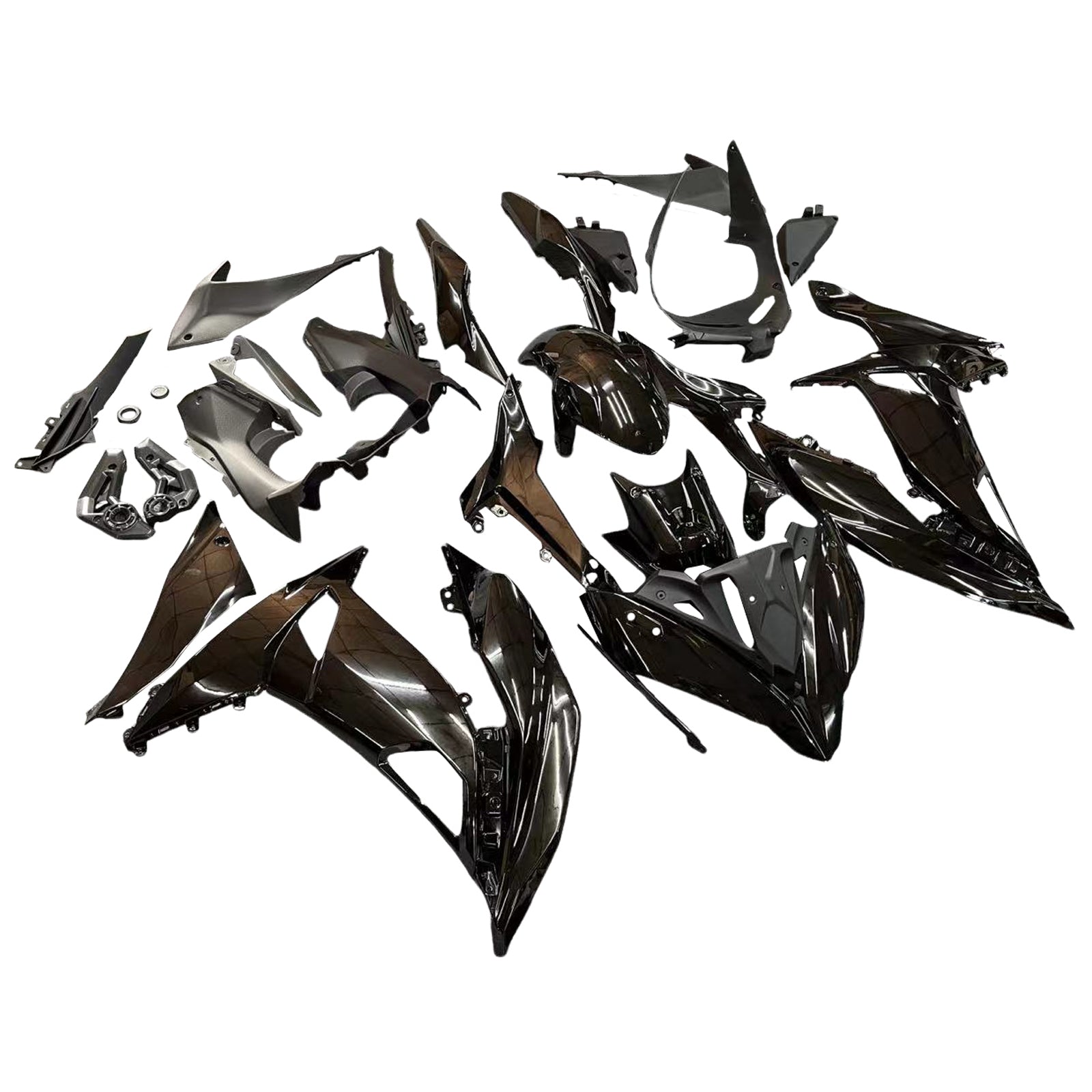 Kit de carénage d'injection en plastique compatible avec Kawasaki Ninja 650 EX650 2017-2019 - Noir brillant
