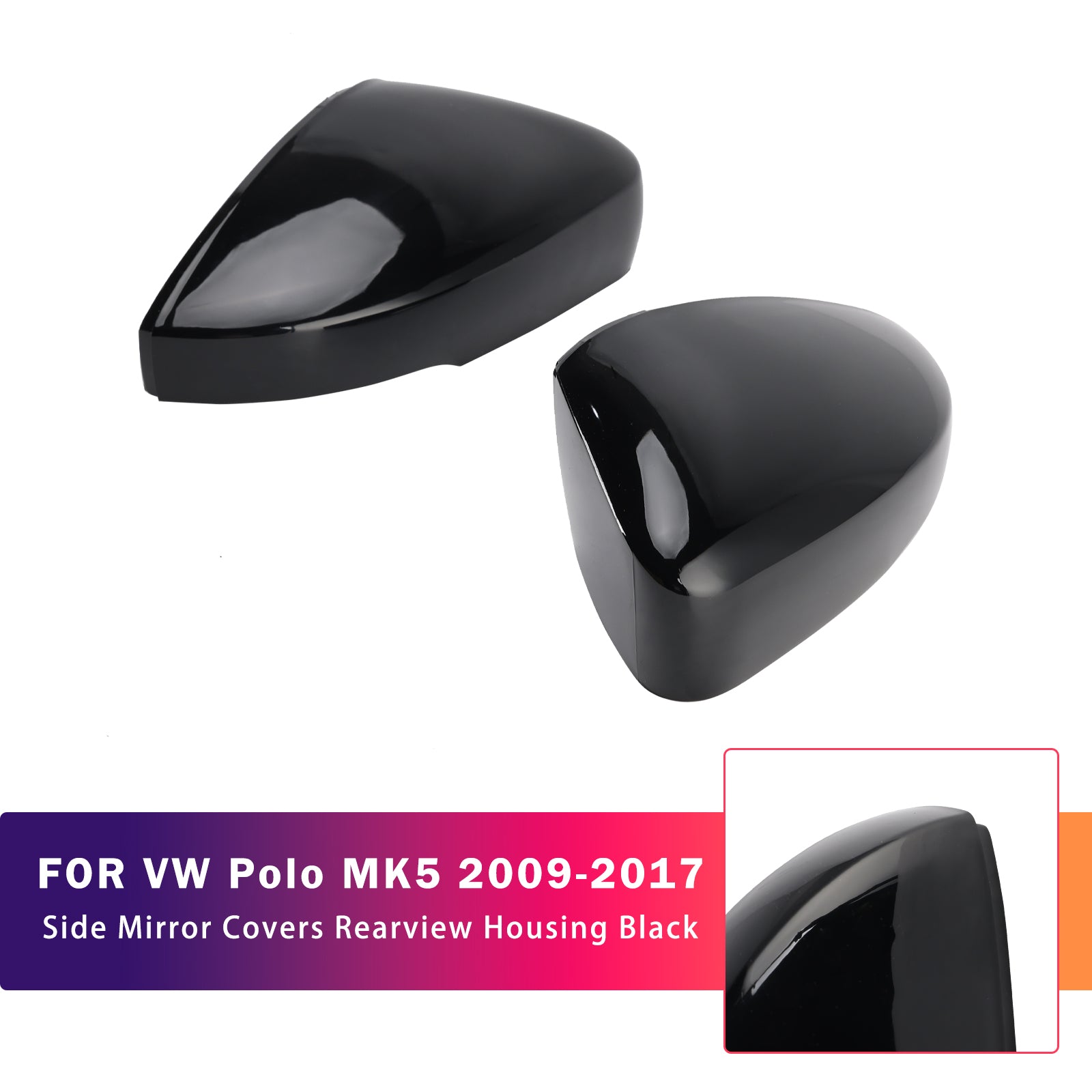 Black Side Mirror Shells voor VW Polo MK5 2009-2017