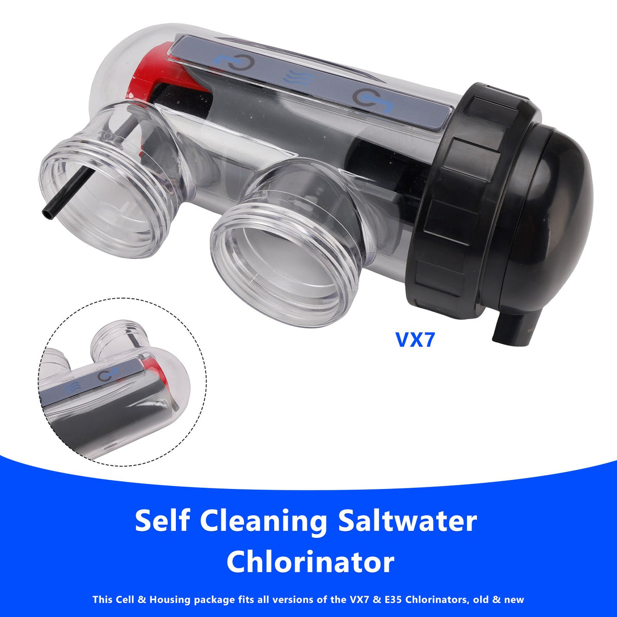 Cellule de remplacement pour chlorinateur à eau salée avec boîtier pour Astral/Hurlcon VX7