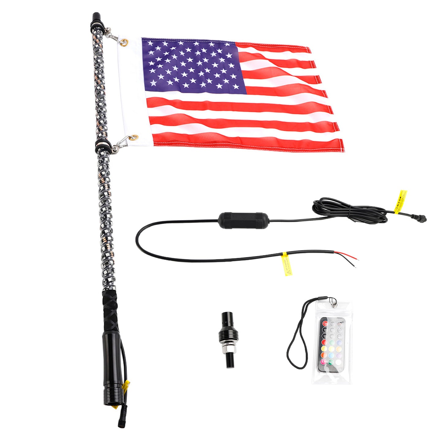 Con la bandera de los desechos de la bandera con la bandera con una aplicación LED RGB de 3 pies para UTV Polaris ATV