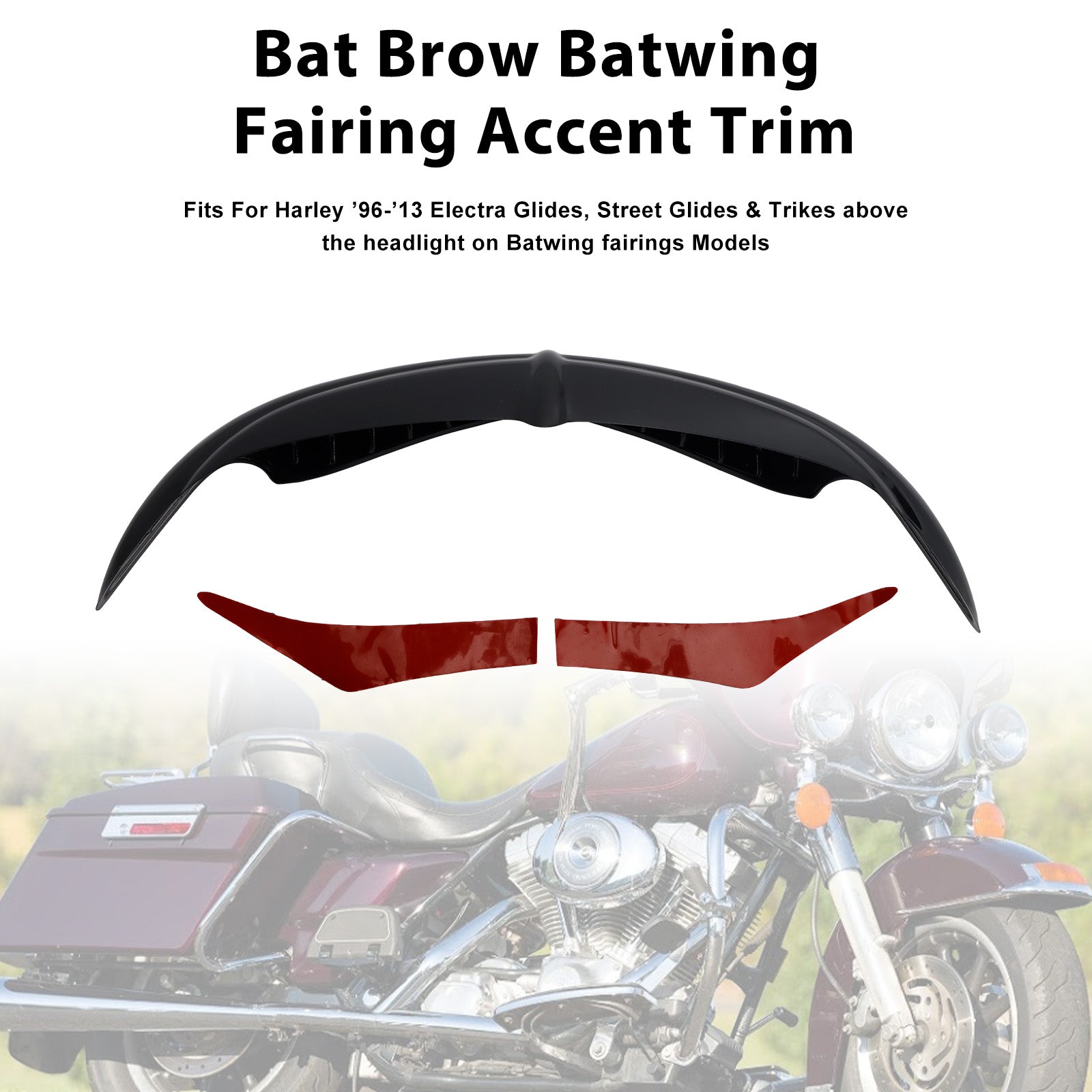 Garniture décorative de carénage Bat Brow Batwing pour trikes Electra Street Glide 96-13
