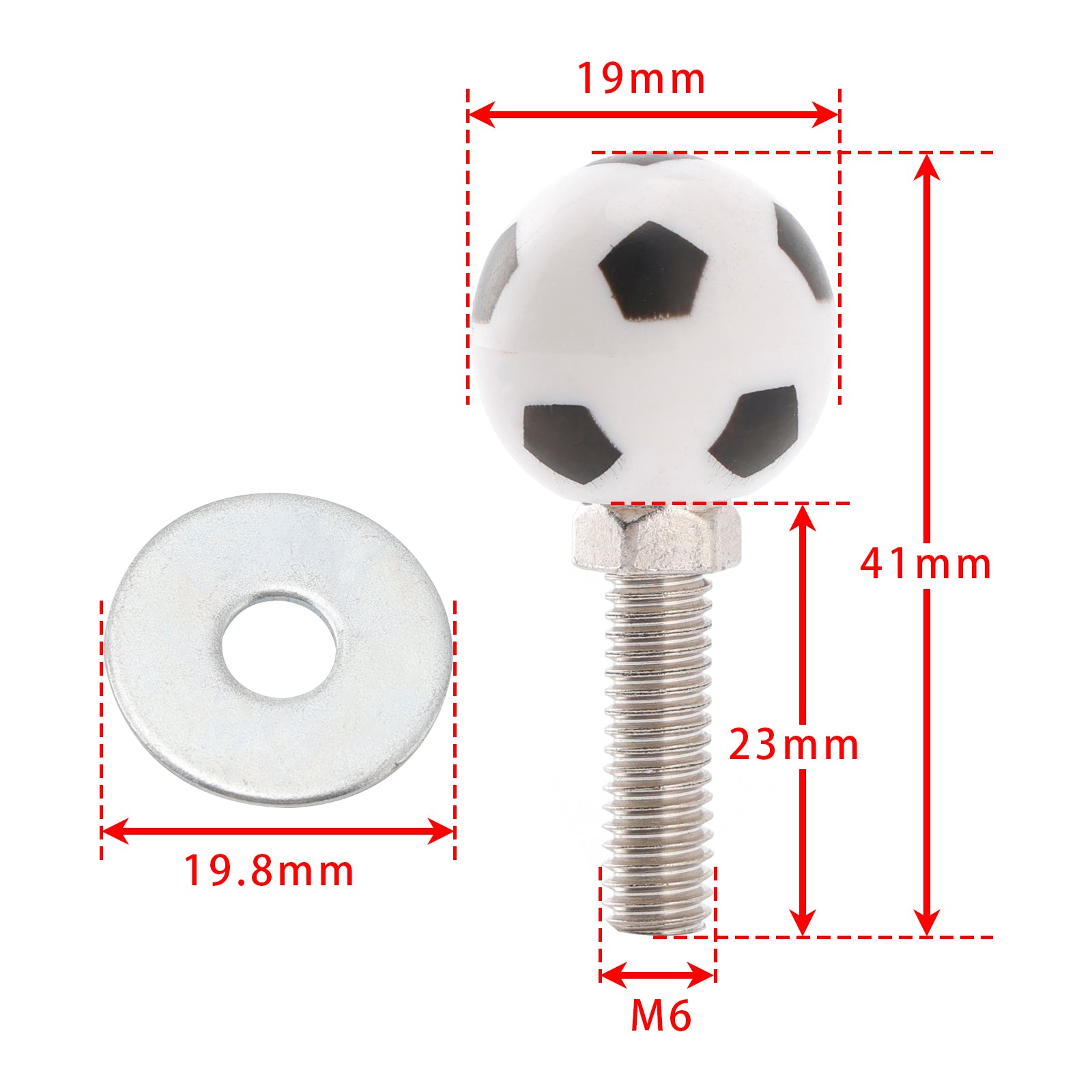M6 Tornillo de plástico para placa de fútbol, ​​pernos y hardware (4 habitaciones)