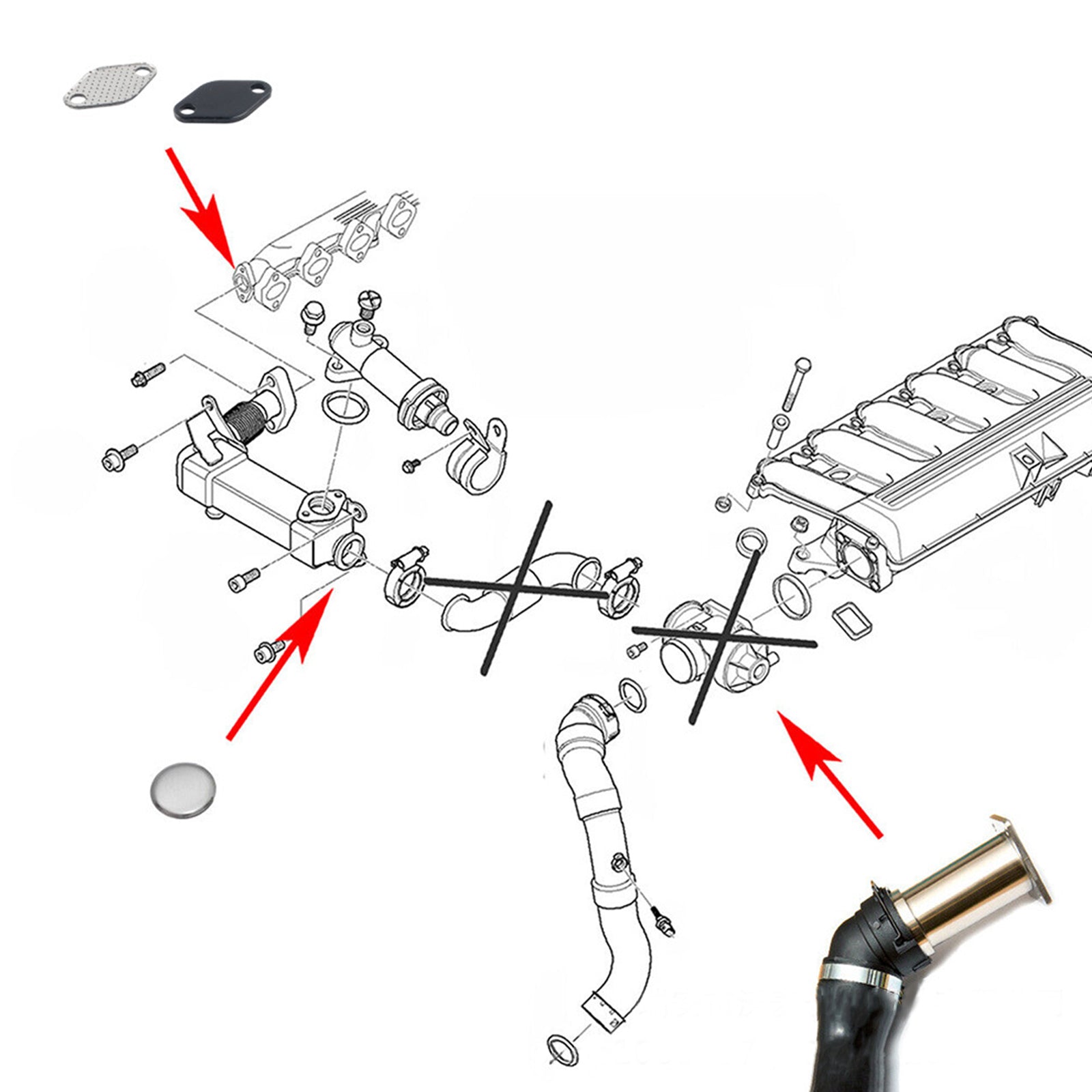 Kit de obturación EGR para motor diésel M57N2 BMW x5 E53 3.0d M57N 2002/9-2006/9