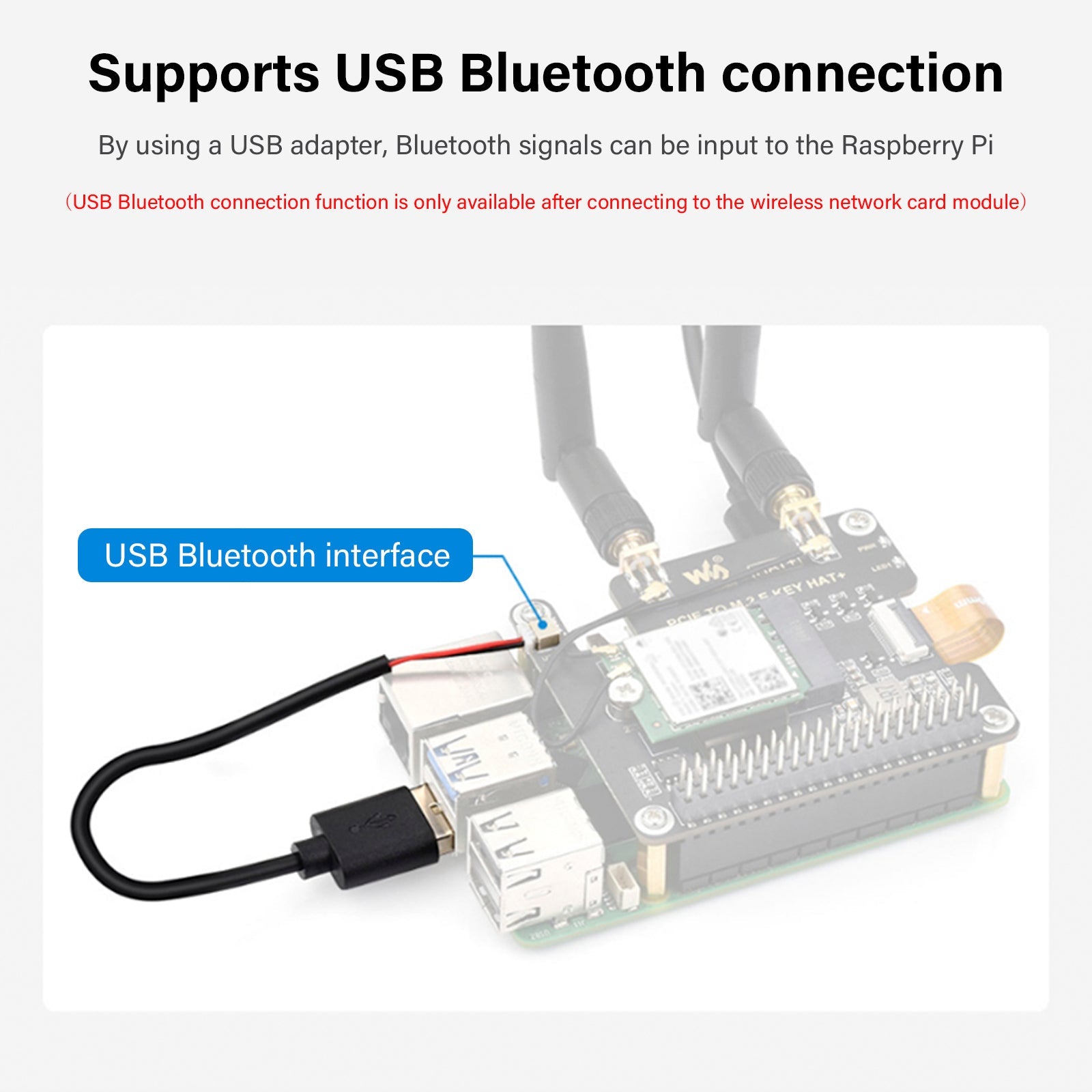 Carte d'extension Raspberry Pi 5 PCIe vers M.2 E Key pour carte réseau sans fil NGFF
